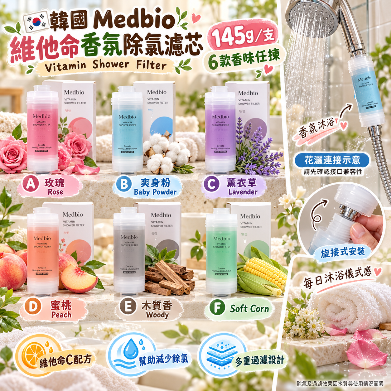 【韓國預訂】KAD102203 韓國 Medbio｜維他命香氛除氯蓮蓬頭濾芯｜145g