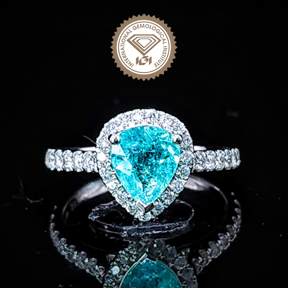 18K White Gold 1.15ct Paraiba and Diamond Ring