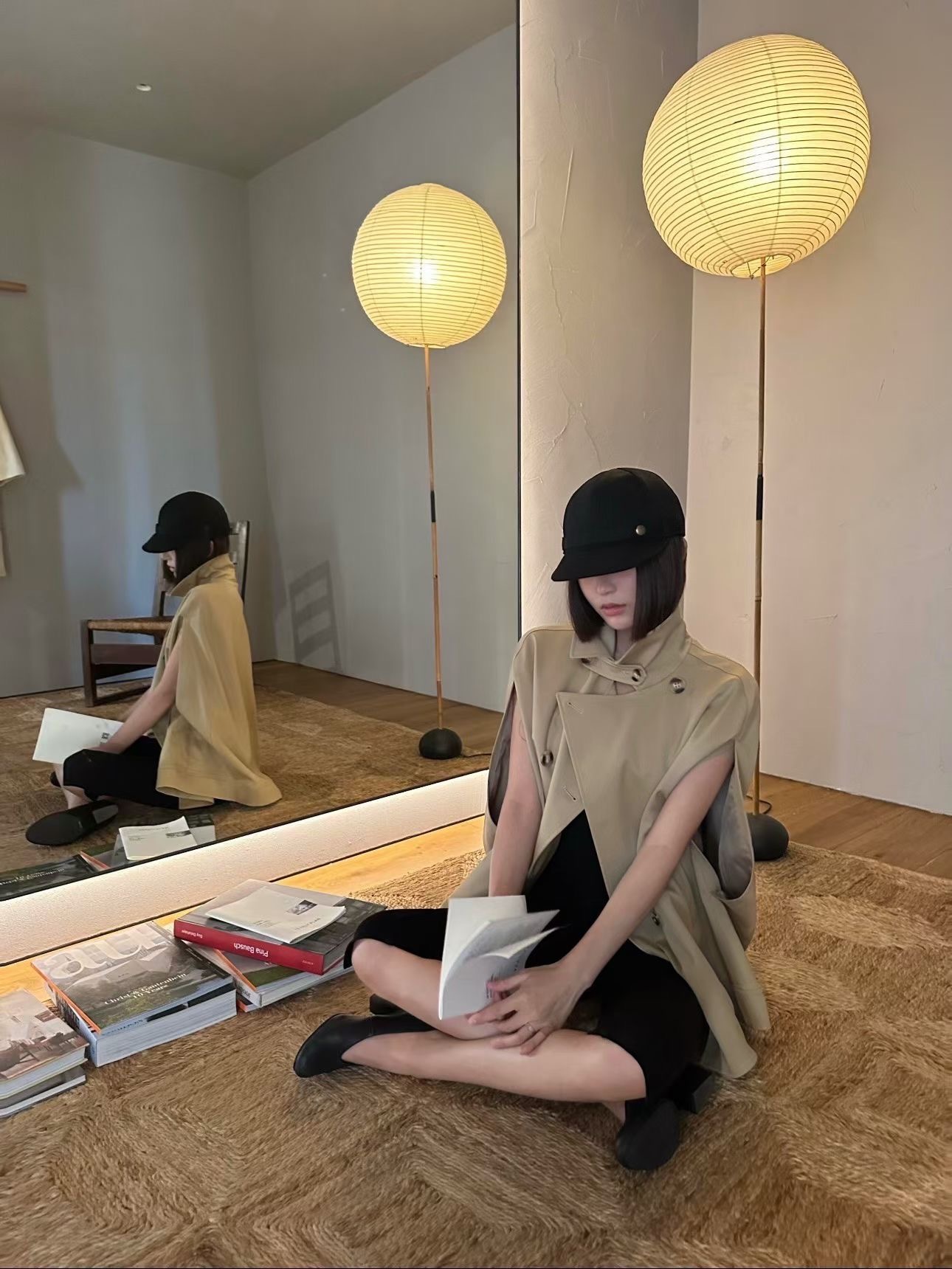 英倫風奶茶杏雙排釦風衣感斗篷外套-F (Elegant & Love)