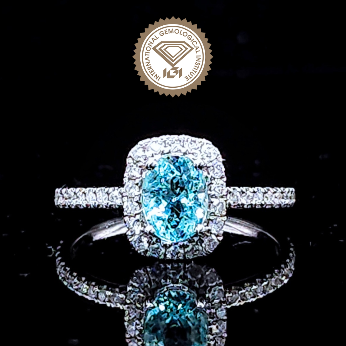 18K White Gold 1.06ct Paraiba and Diamond Ring