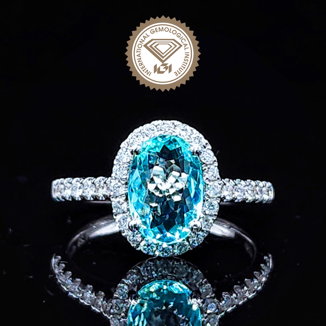 18K White Gold 1.29ct Paraiba and Diamond Ring