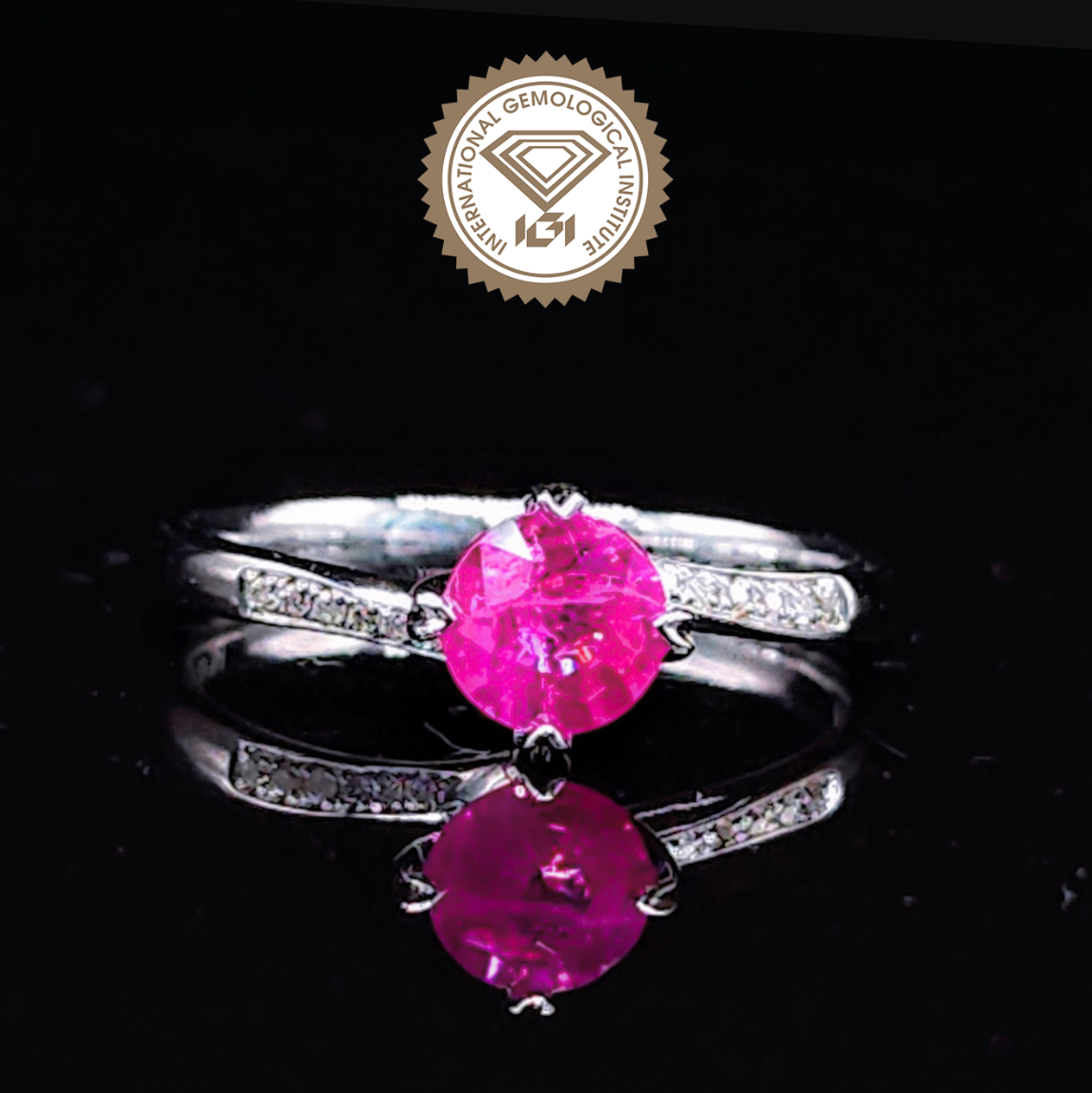 18K White Gold 0.63ct Pink Sapphire and Diamond Ring