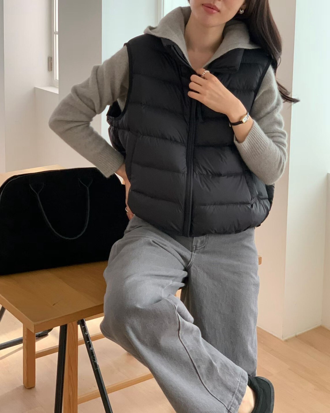 百搭基本款拉鍊立領鋪棉背心外套 / 3色
