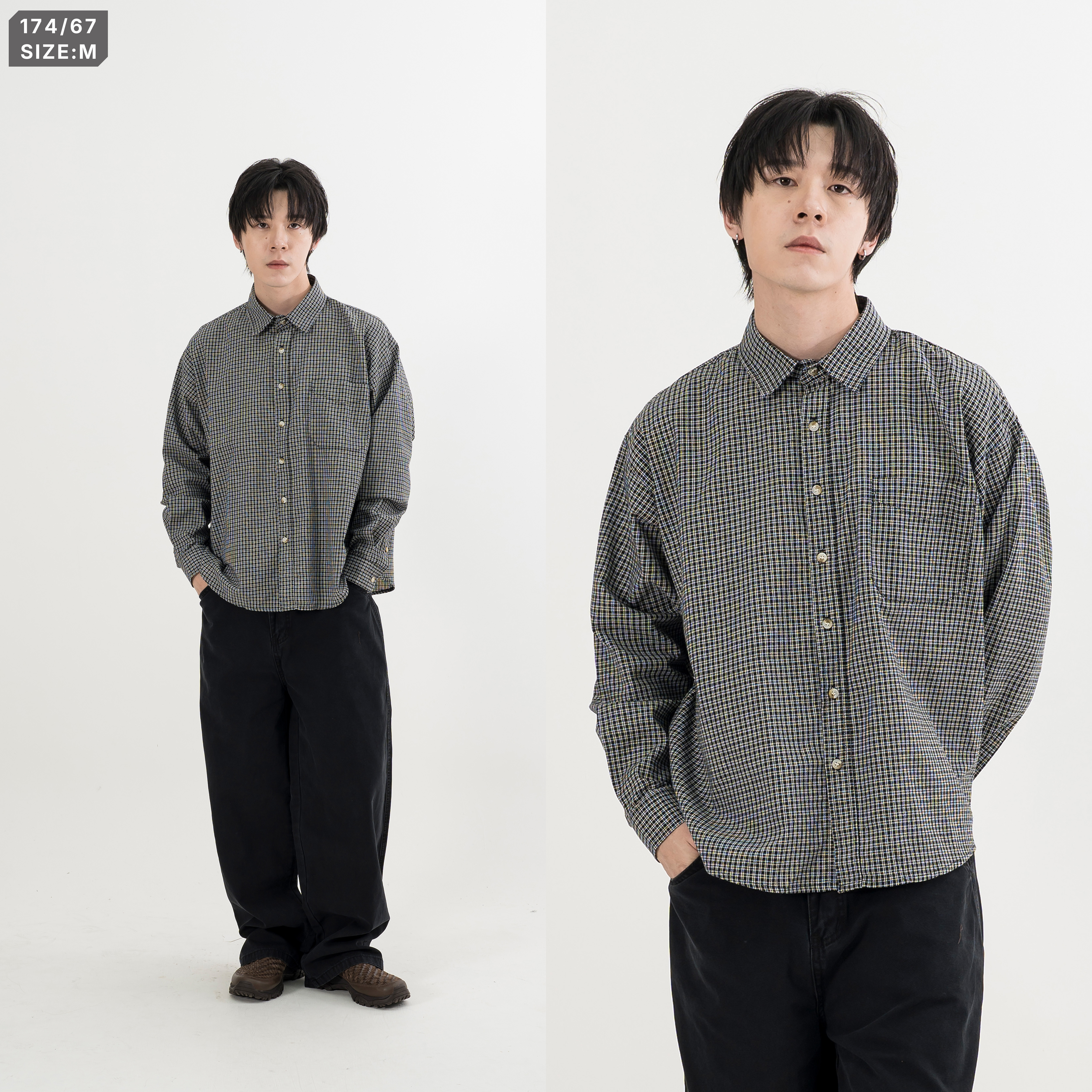 AGILITY Boxy Glen Check LS Shirts 寬短 長袖格紋襯衫 [SH-N98]