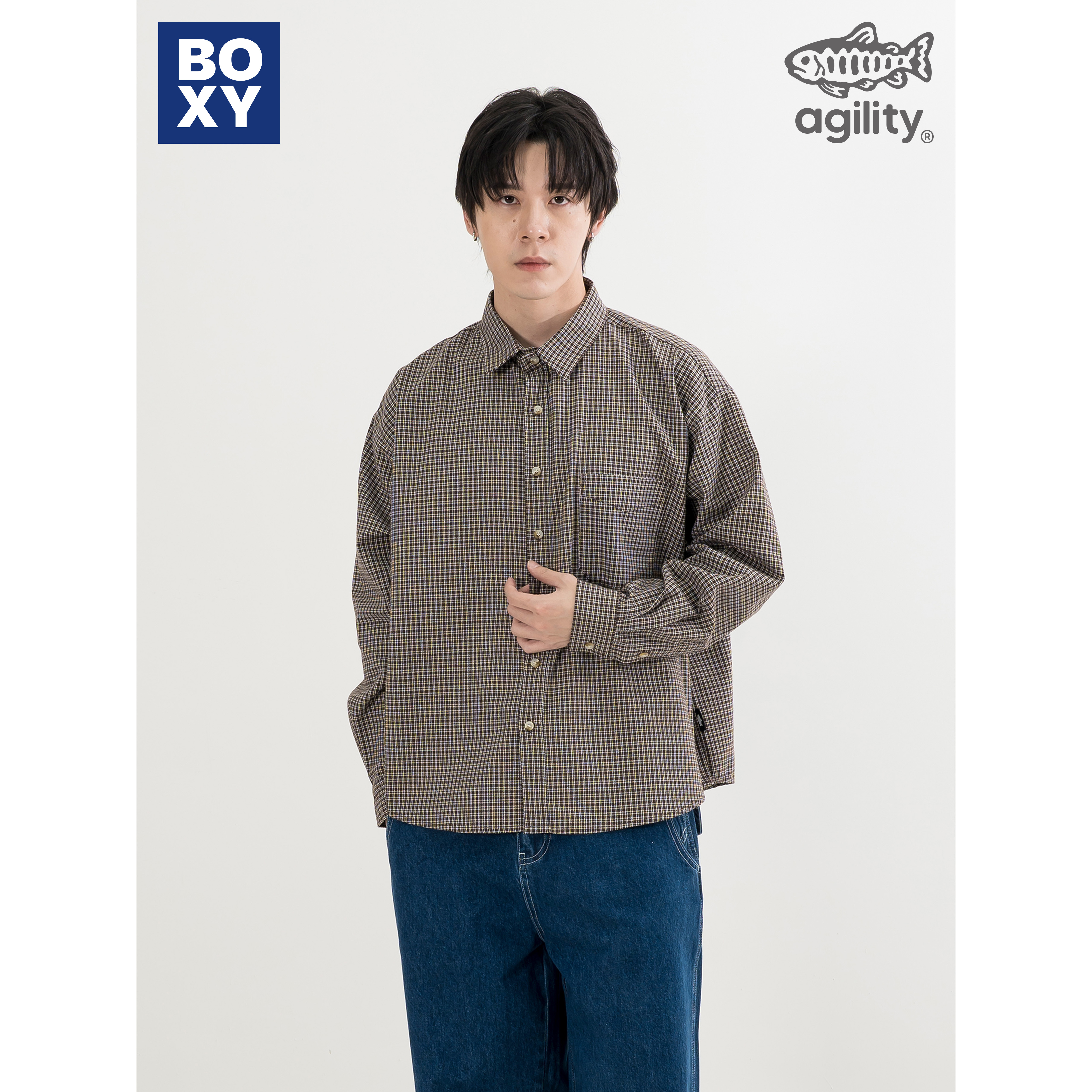 AGILITY Boxy Glen Check LS Shirts 寬短 長袖格紋襯衫 [SH-N98]