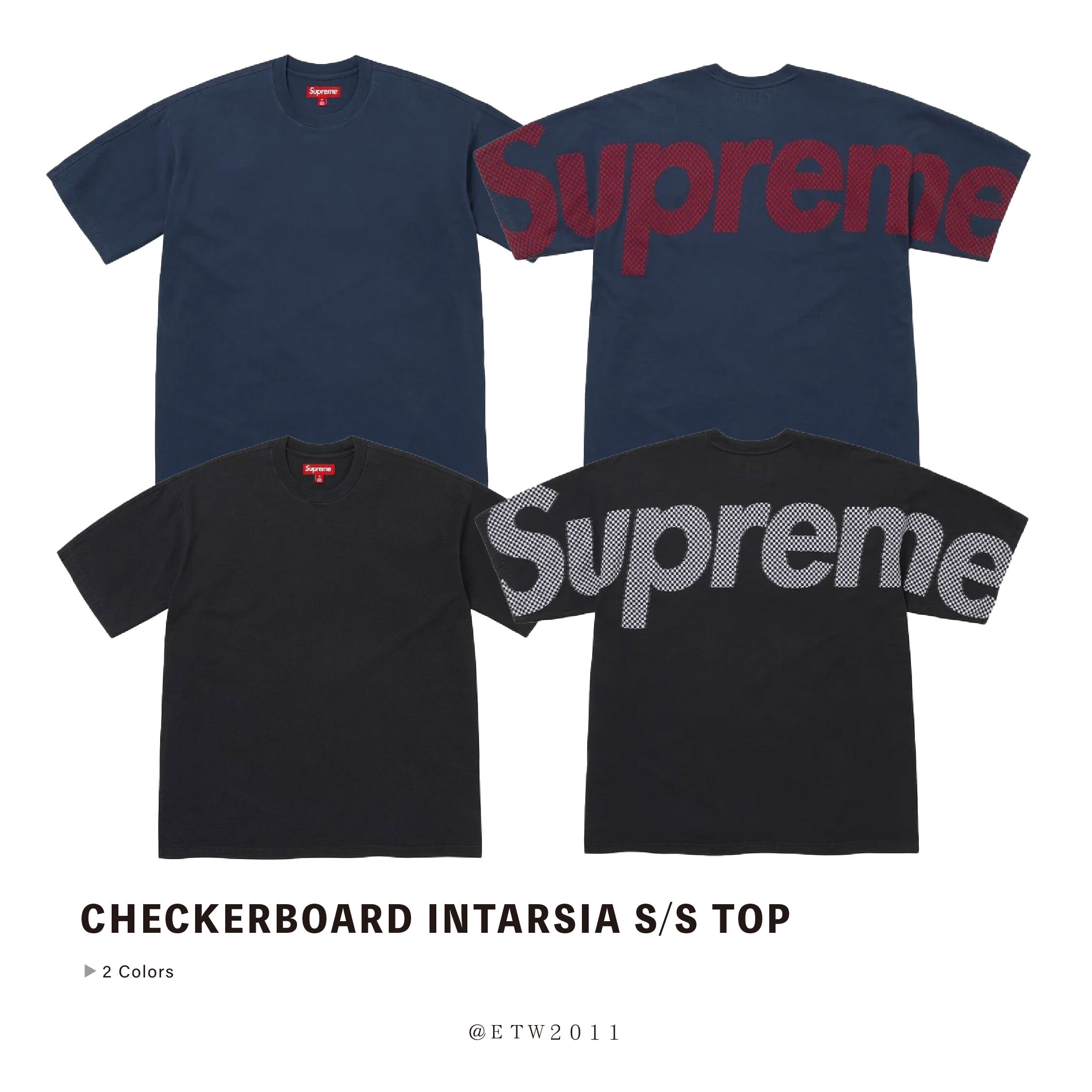 ☆ETW☆【EASY TO WEAR】SUPREME CHECKERBOARD INTARSIA SS TOP 格紋 大字 短T 春夏