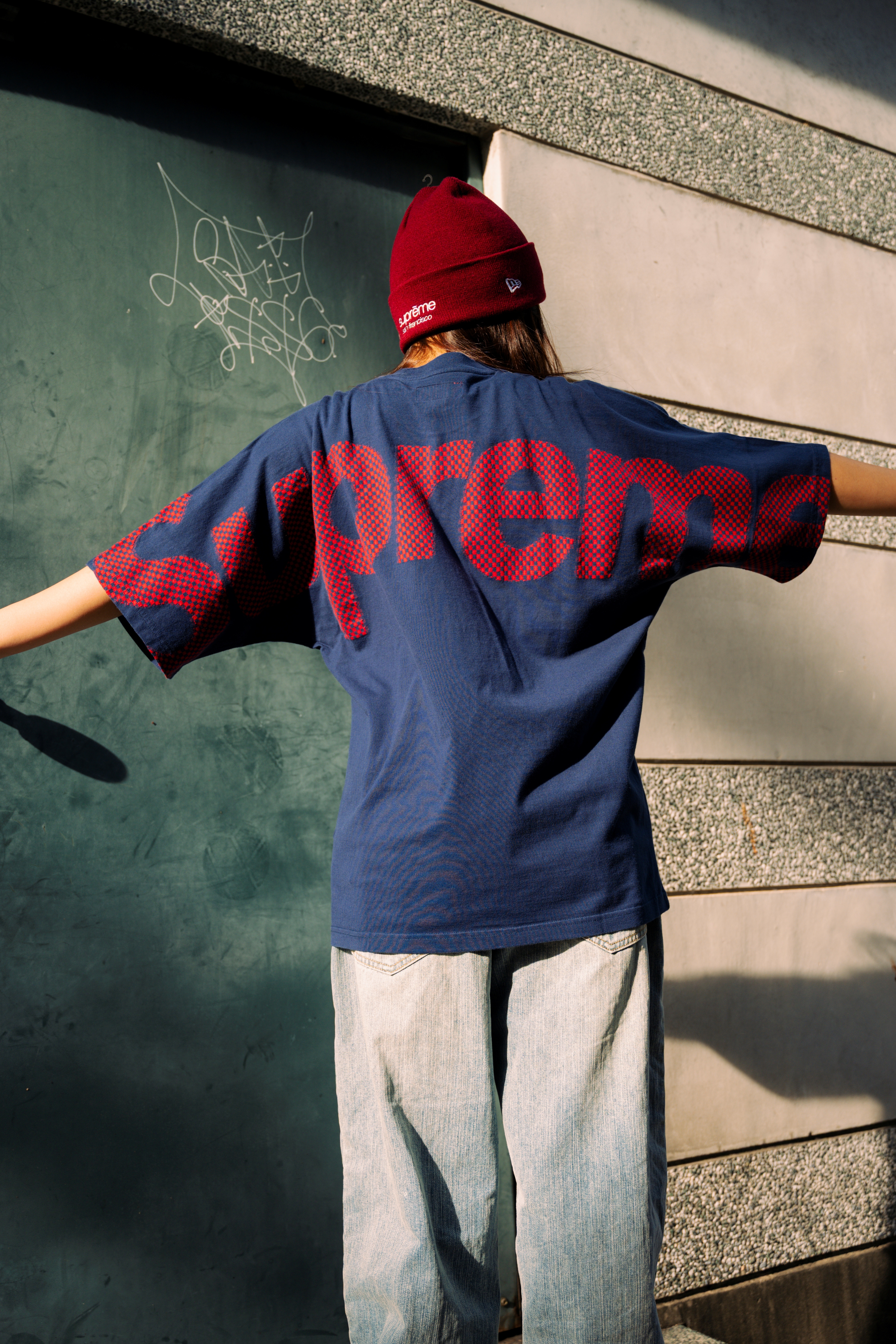 ☆ETW☆【EASY TO WEAR】SUPREME CHECKERBOARD INTARSIA SS TOP 格紋 大字 短T 春夏