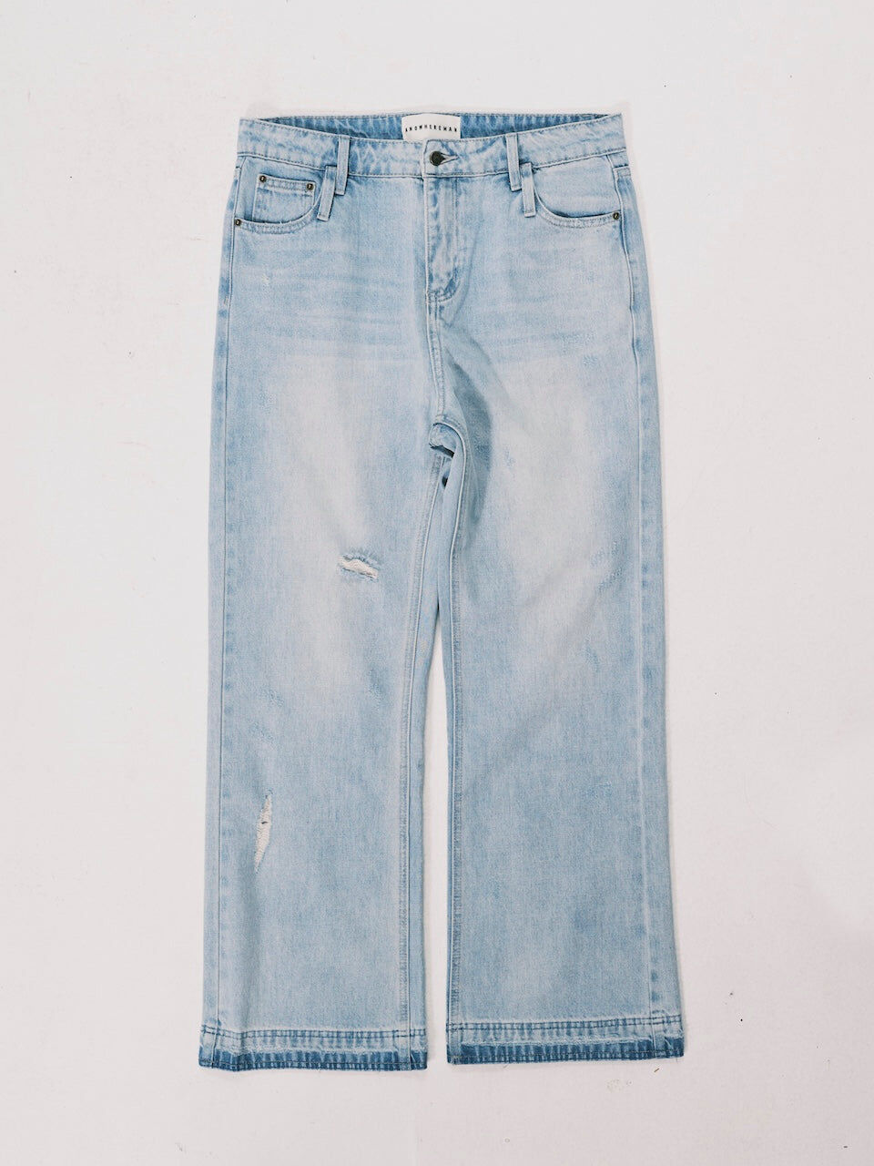 ANOWHEREMAN｜Washed Relaxed Straight Jeans (Light Blue)
