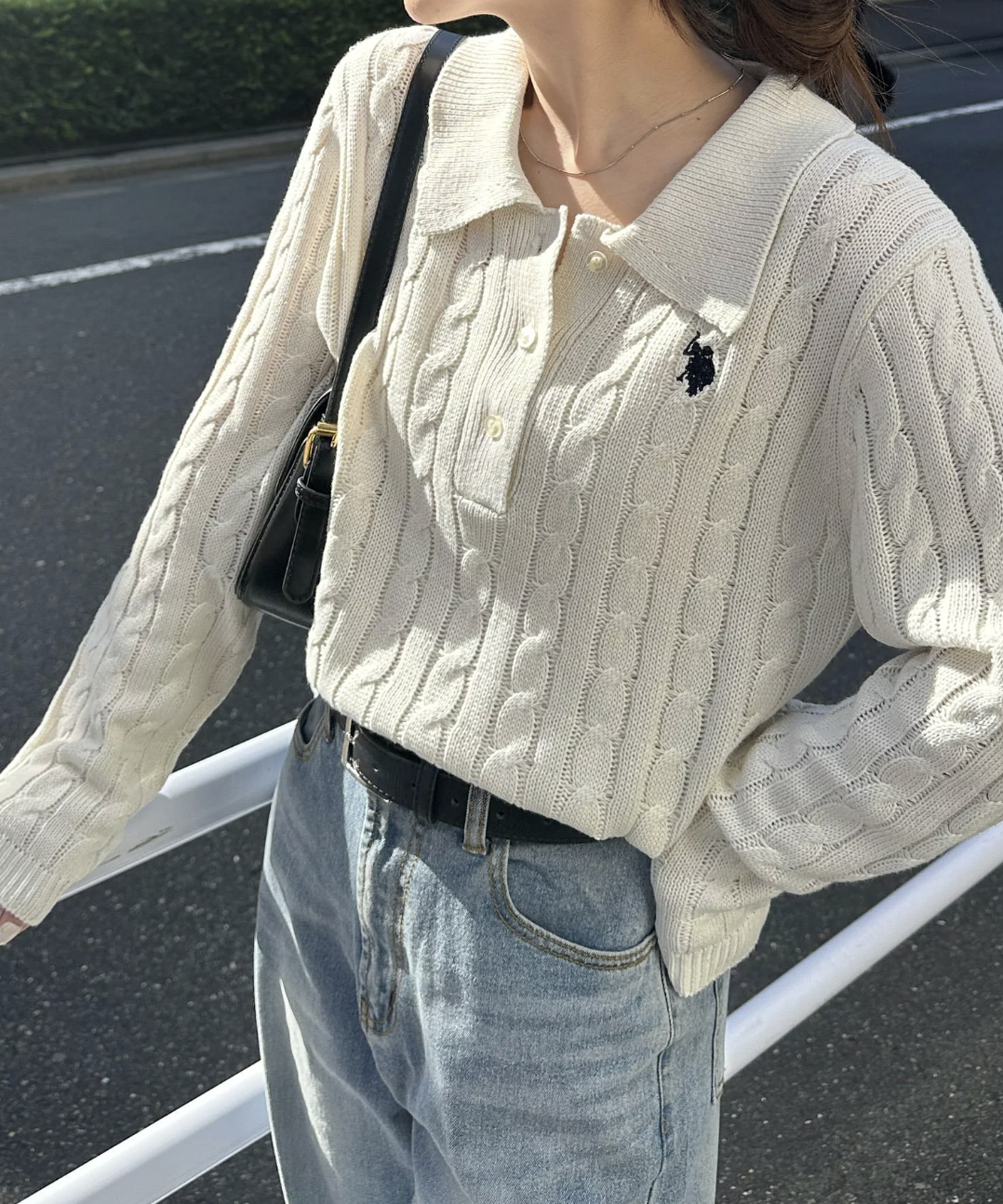 日本選物｜U.S. POLO ASSN. 翻領麻花長袖針織TOP (8 Colours)