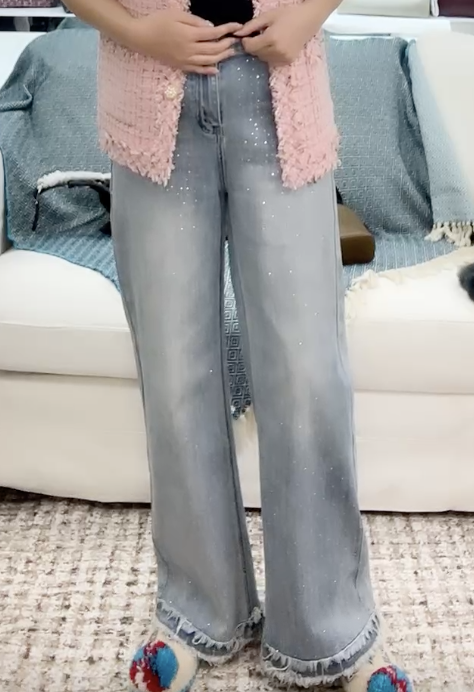 261022-Y22 淺藍微閃牛仔褲（孤品不設退換）腰38cm 臀55cm