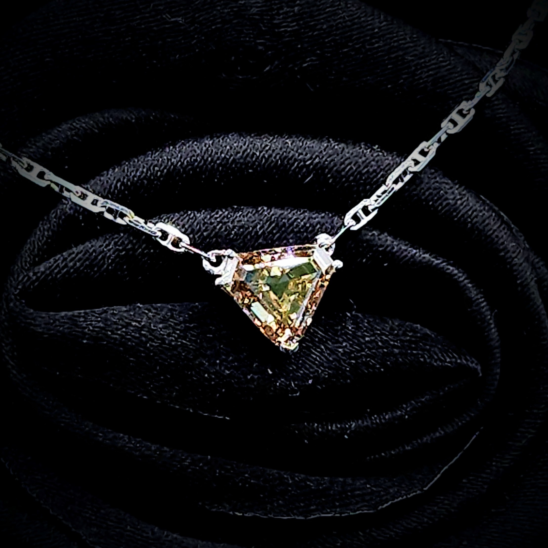 18K White Gold 1.08ct Fancy Brown Diamond Necklace