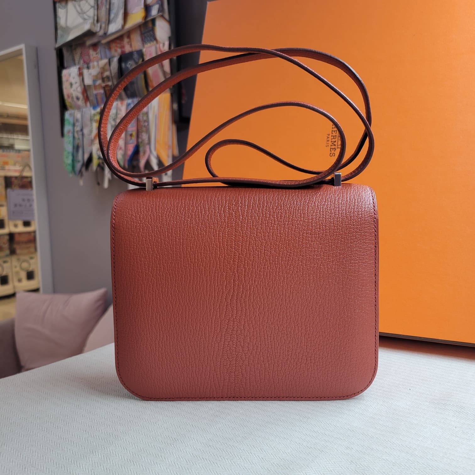 UNUSED HERMES Mini Constance Brique/Rose Lipstick CK Mysore 山羊皮 磚紅色