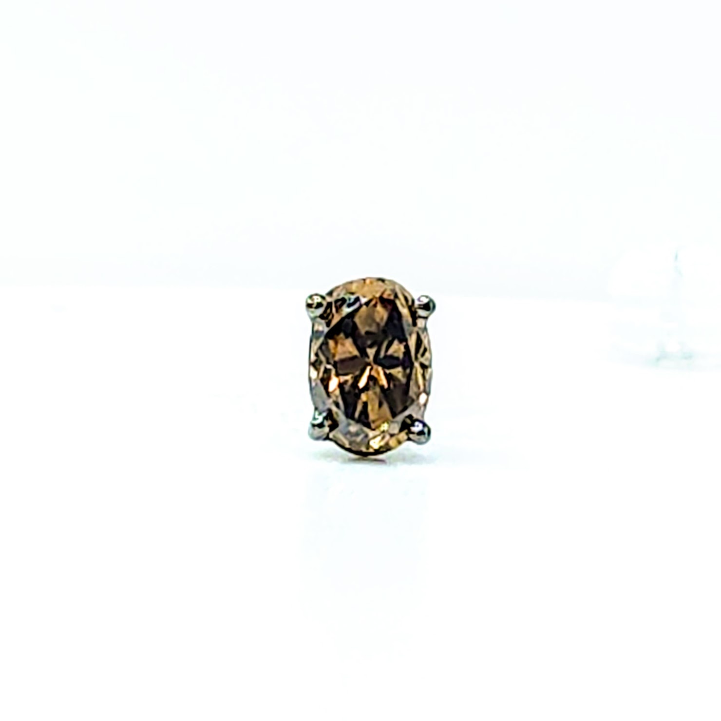 18K Black Gold 0.59ct Fancy Brown Diamond Single Earring