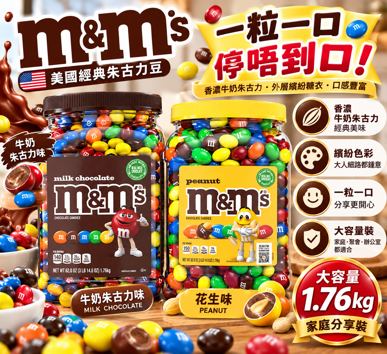 【直播】M&M's LX102030 罐裝朱古力豆1.76kg