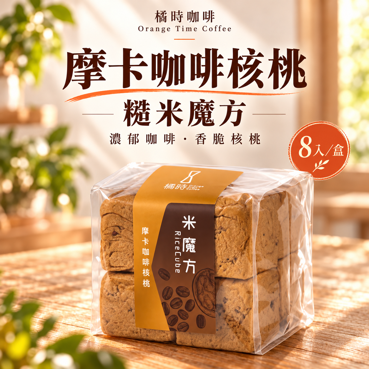 【輕時光】摩卡咖啡核桃：糙米魔方禮盒 (8入/盒)