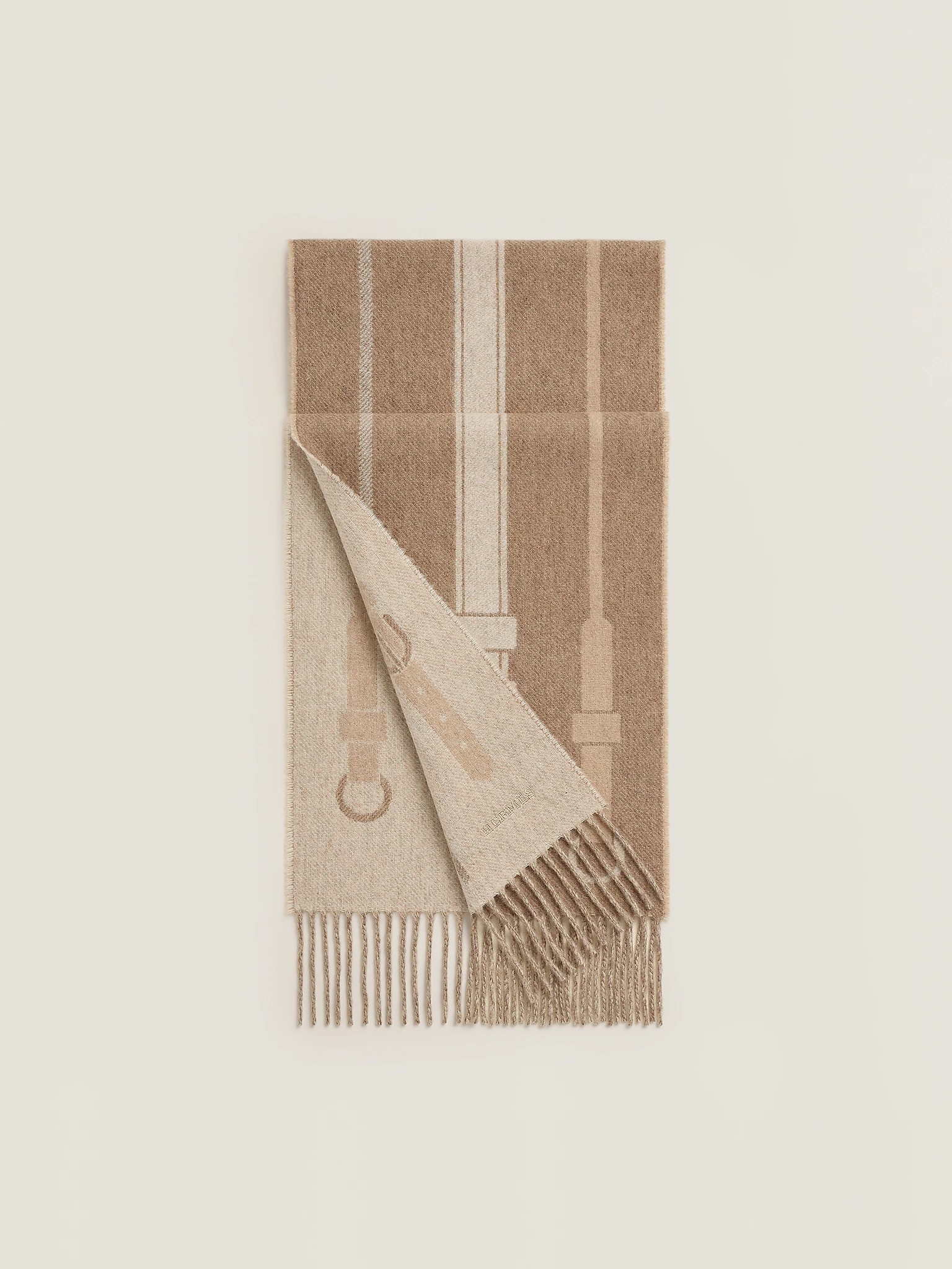HERMES SANGLES EQUESTRES MUFFLER Beige Chiné / Kraft Chiné / Taupe / Ivoire