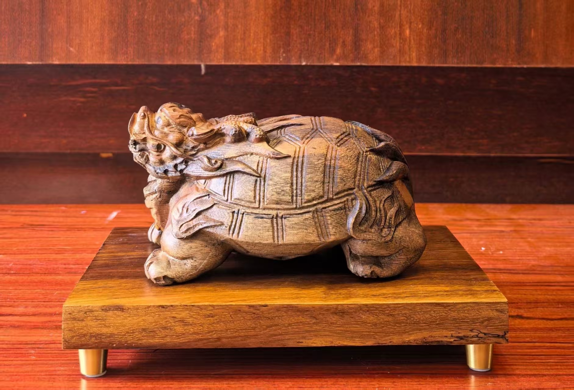 1021GZ108-GZTRIP-AGARWOOD-Dragon Turtle Feng Shui Ornament (B108)