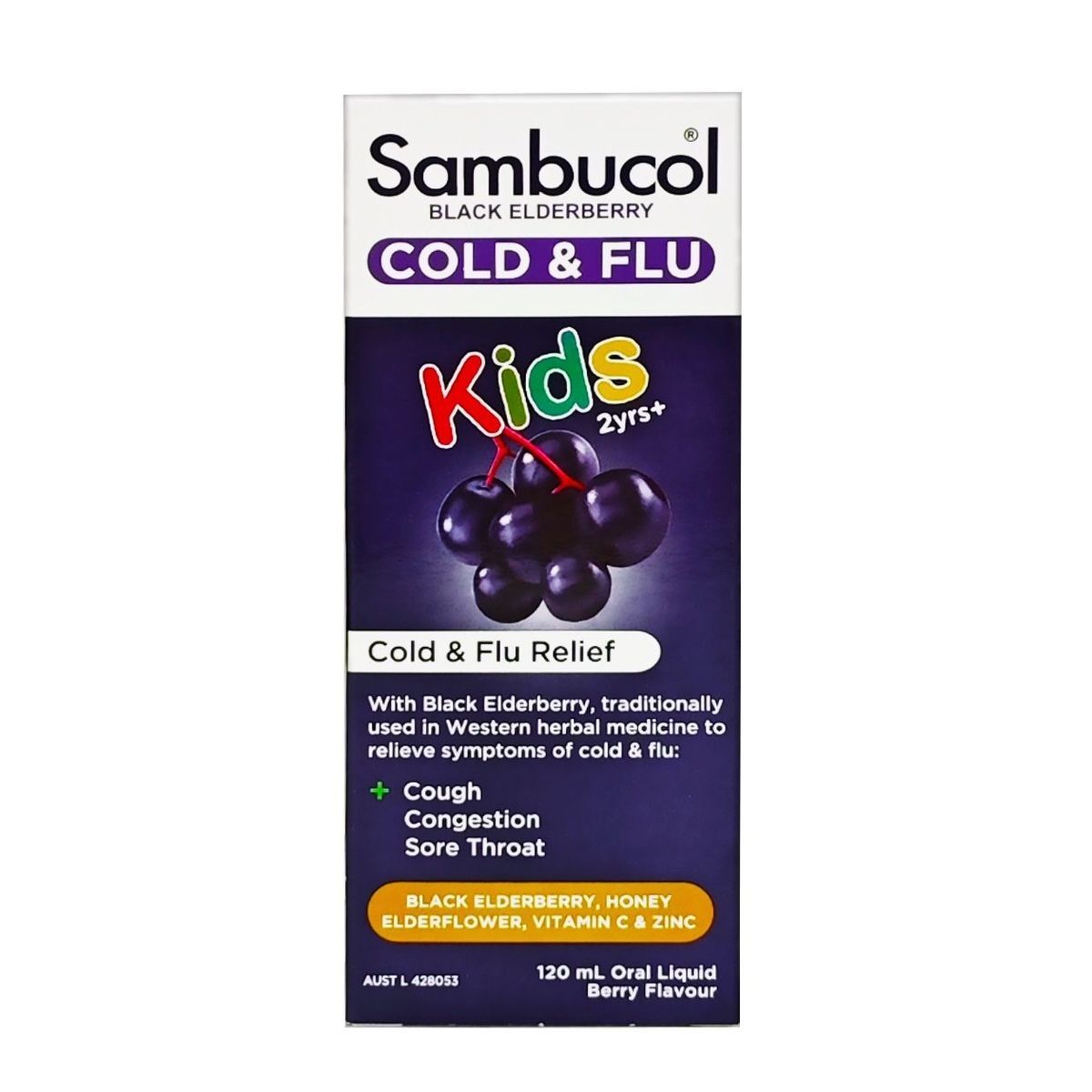 Sambucol - 兒童黑接骨木抗感冒潤喉糖漿 120ml（平行進口）