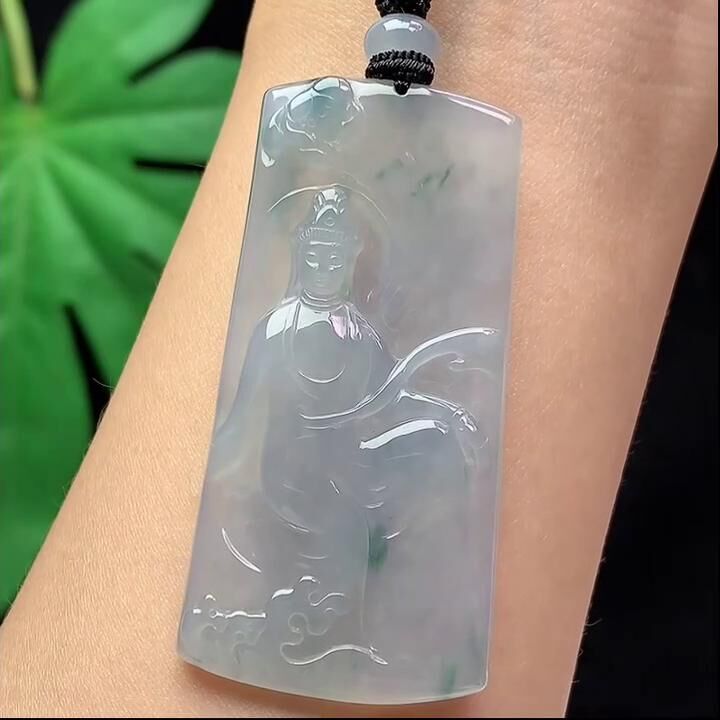 翡翠冰種飄花自在觀音,天然翡翠A玉, 緬甸玉, Jade, Jadeite
