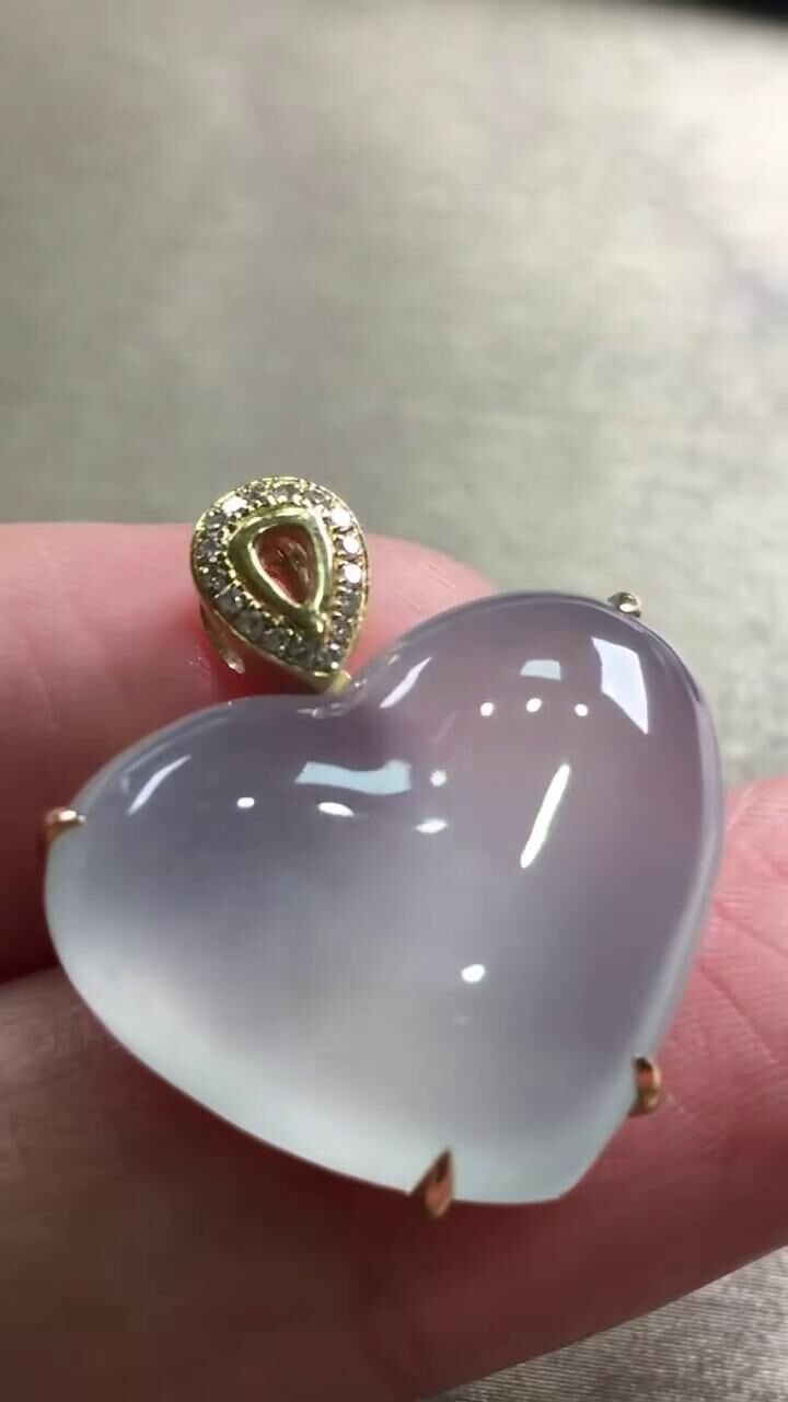 翡翠桃心吊墜,天然翡翠A玉, 緬甸玉, Jade, Jadeite