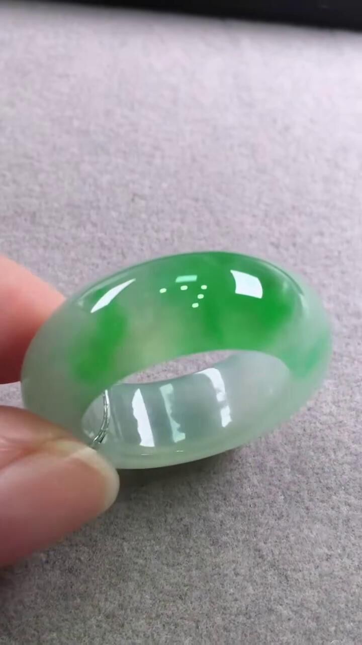 翡翠冰種飄陽綠戒指,天然翡翠A玉, 緬甸玉, Jade, Jadeite