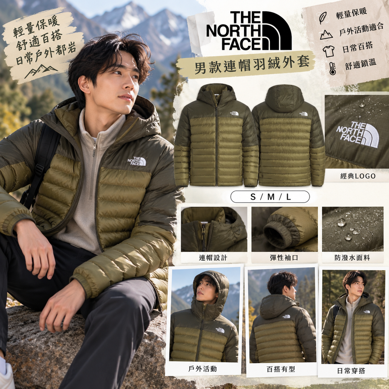 【預購】THE NORTH FACE N102311 Terra Peak拼色外套 (軍綠色)