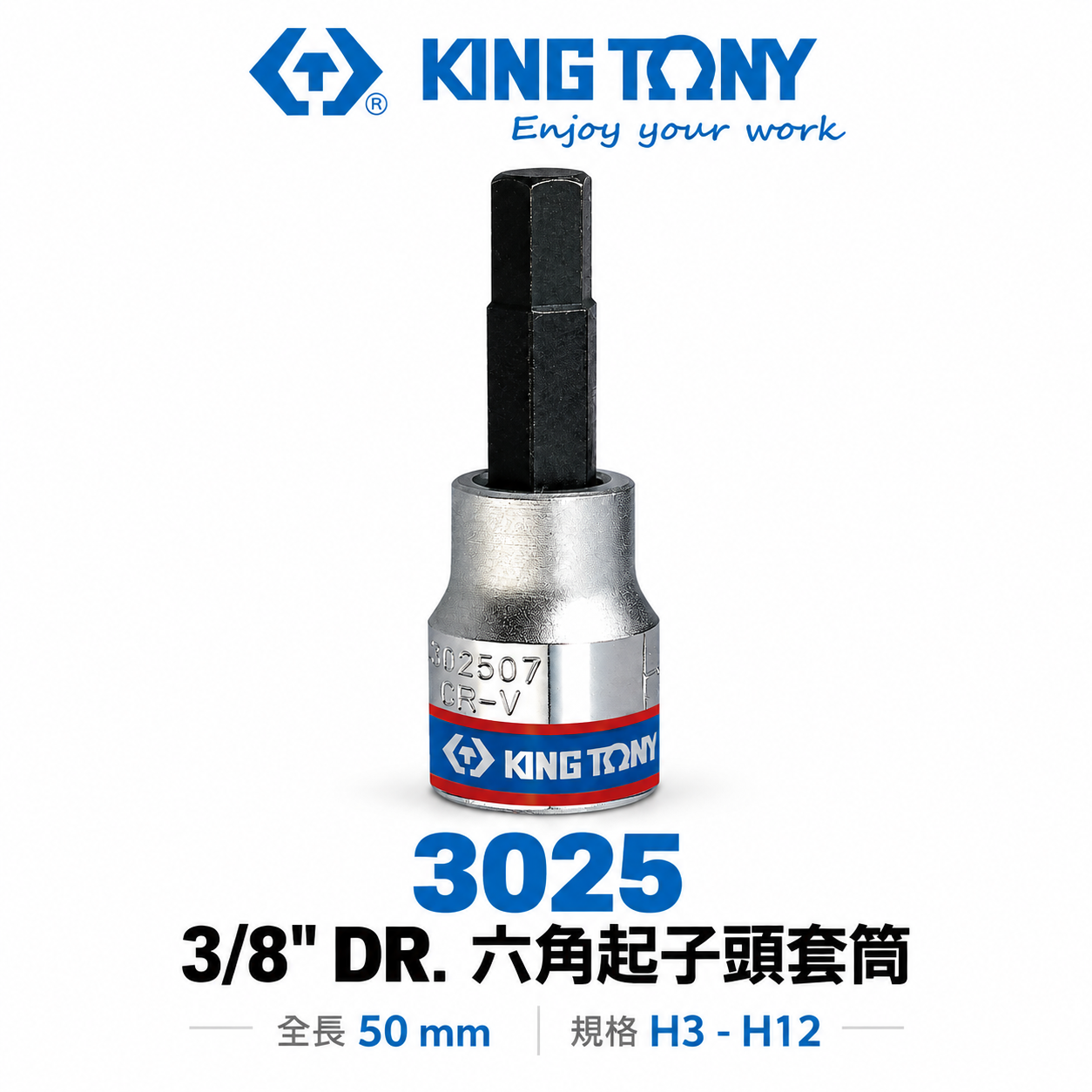 KING TONY 金統立｜3-10mm 三分 3分 手動-六角起子頭套筒 3/8" 內六角凸套筒｜3025