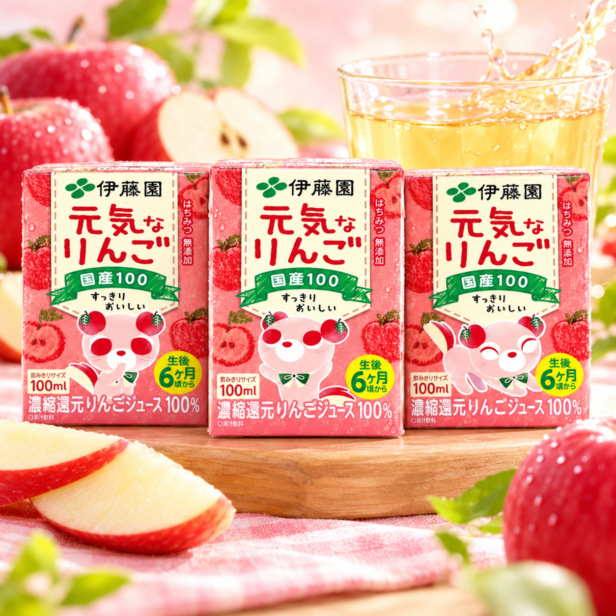 伊藤園 - 嬰幼兒元氣蘋果汁 100mlx3包 [平行進口貨品] 6m+