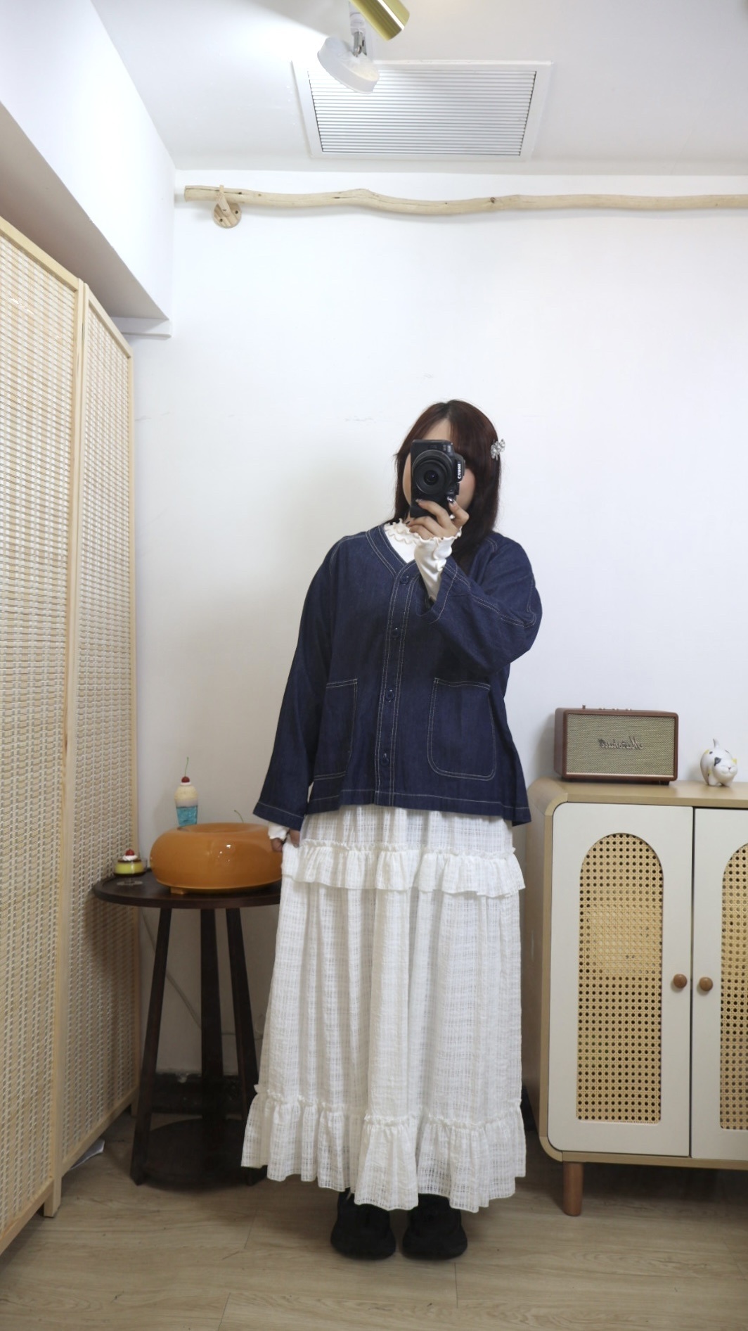 明線牛仔軟布薄身外套