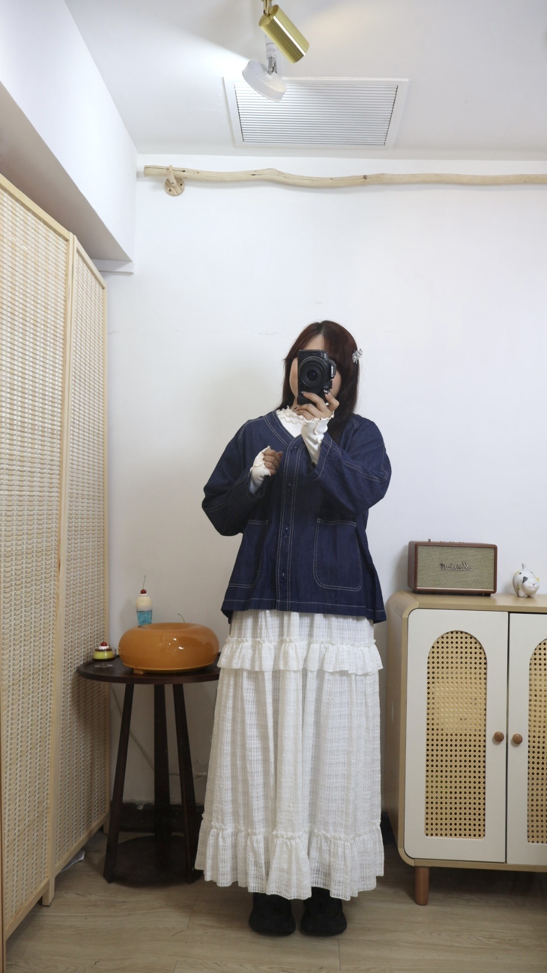 明線牛仔軟布薄身外套