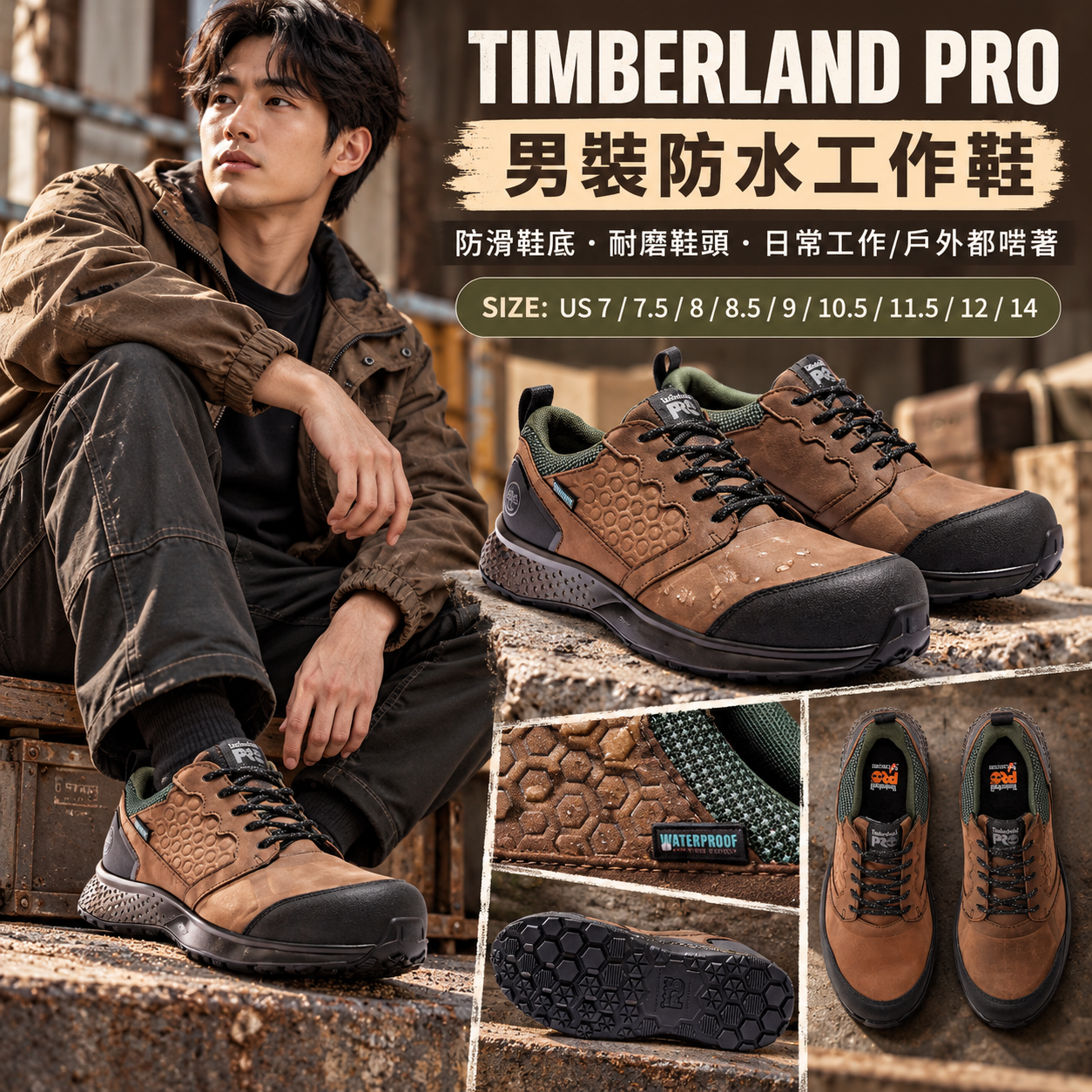 【預購】TIMBERLAND PRO N102322 Reaxion男裝工作鞋 (啡色拼黑色)