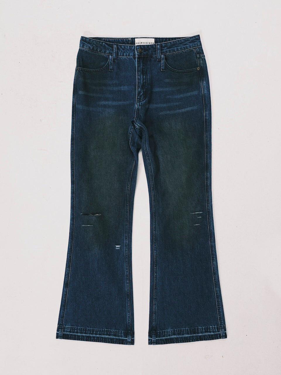 ANOWHEREMAN｜Dirty Wash Flared Jeans (Blue)