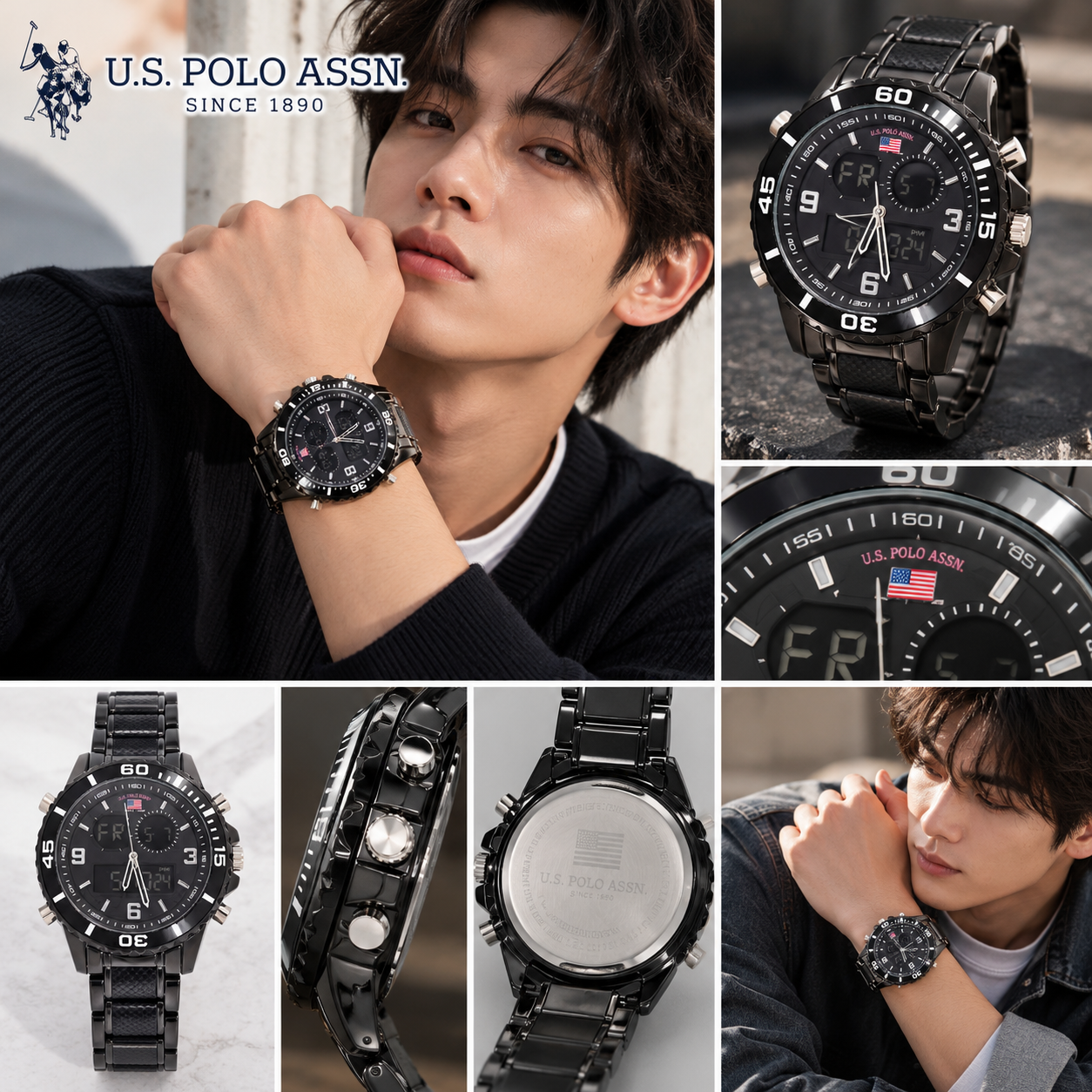 【預購】U.S. Polo Assn. N102321 男裝手錶 (黑色/機械錶帶)