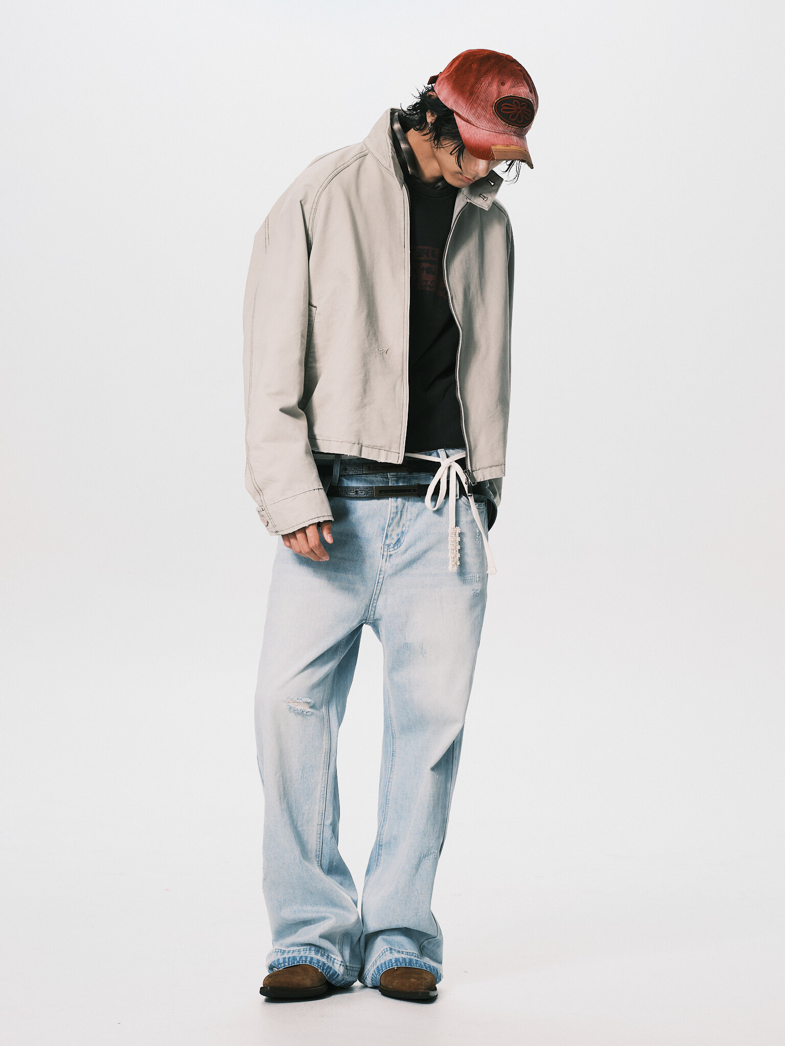 ANOWHEREMAN｜Raglan Zip-Up Jacket (Beige)