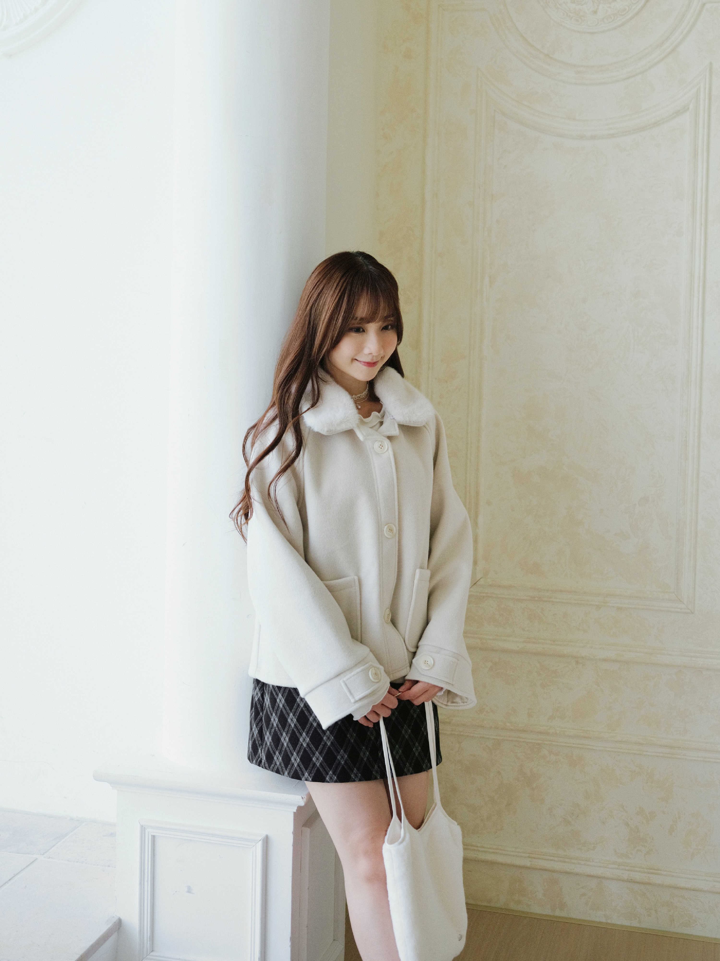 三色 / Premium混羊毛厚絨可拆毛領大衣 / Premium Wool-Blend Detachable Fur Collar Coat
