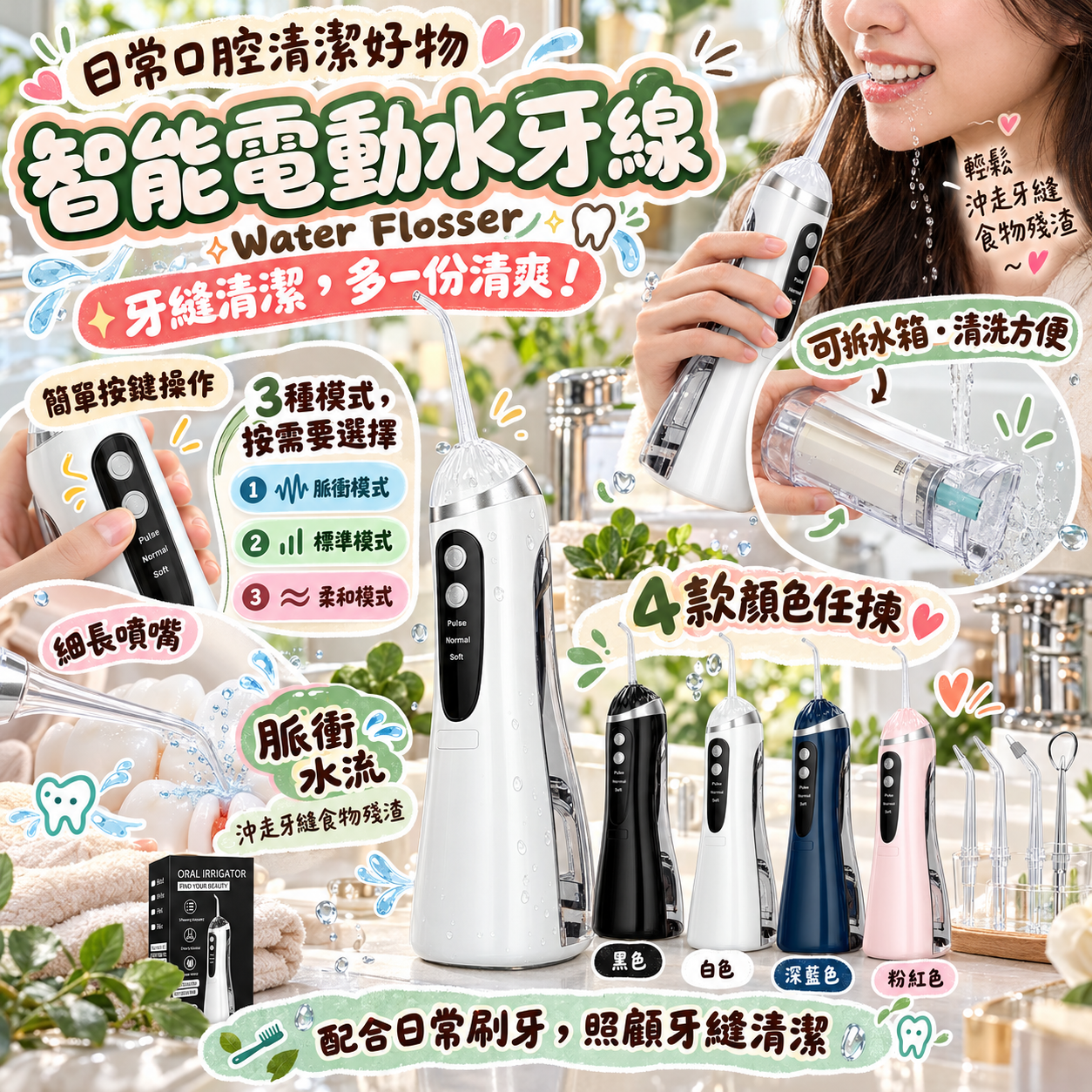 【預訂】AG102303 智能電動水牙線｜300ml 大水箱