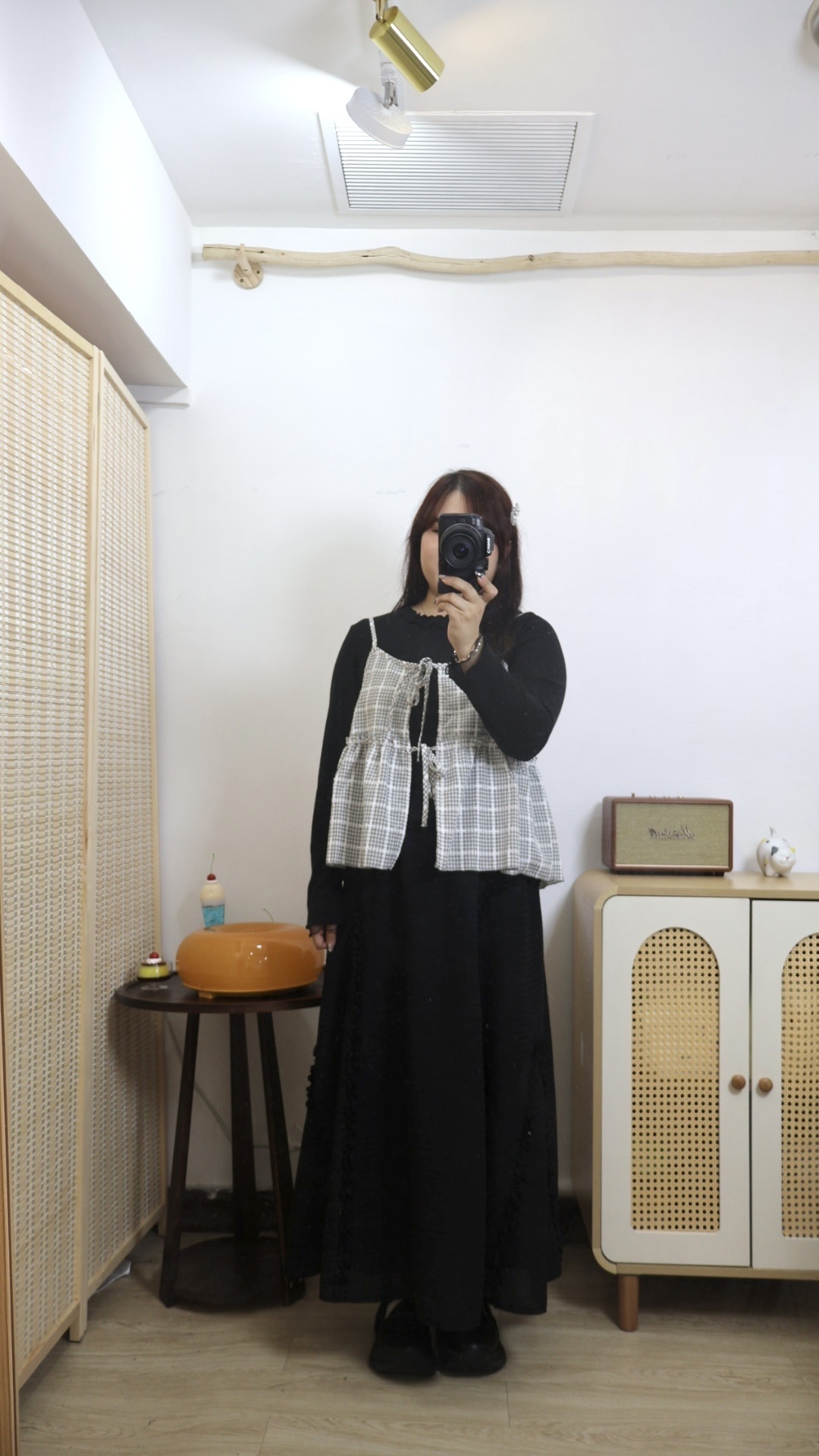 格紋立體綁帶外搭