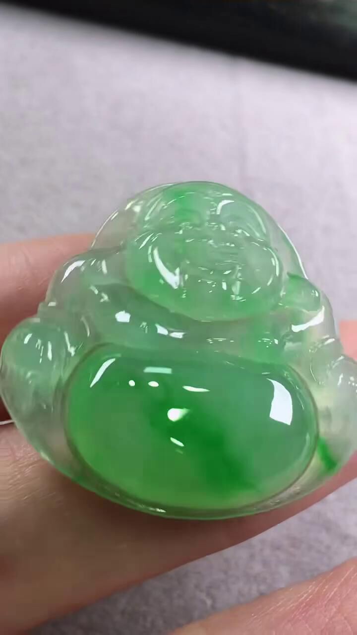 翡翠冰種飄陽綠佛公,天然翡翠A玉, 緬甸玉, Jade, Jadeite