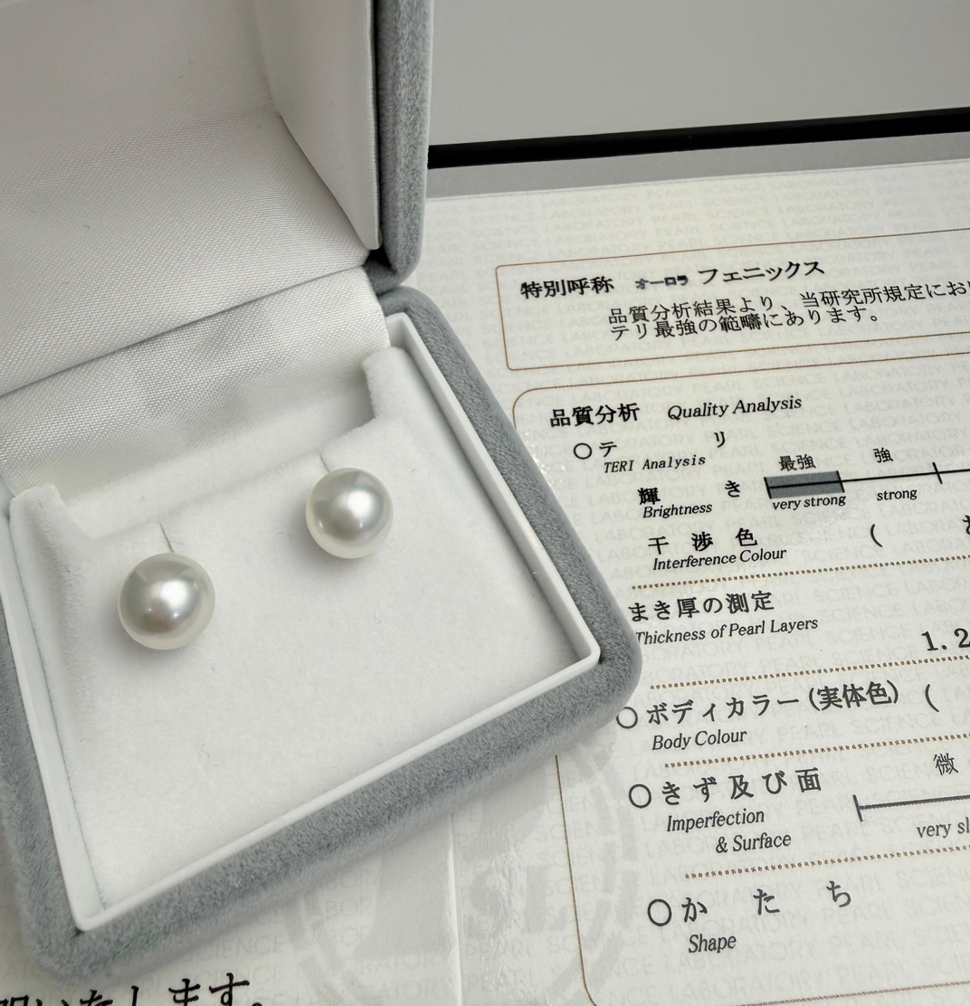 GE041 【白蝶珍珠】鳳凰冷白光素針耳釘