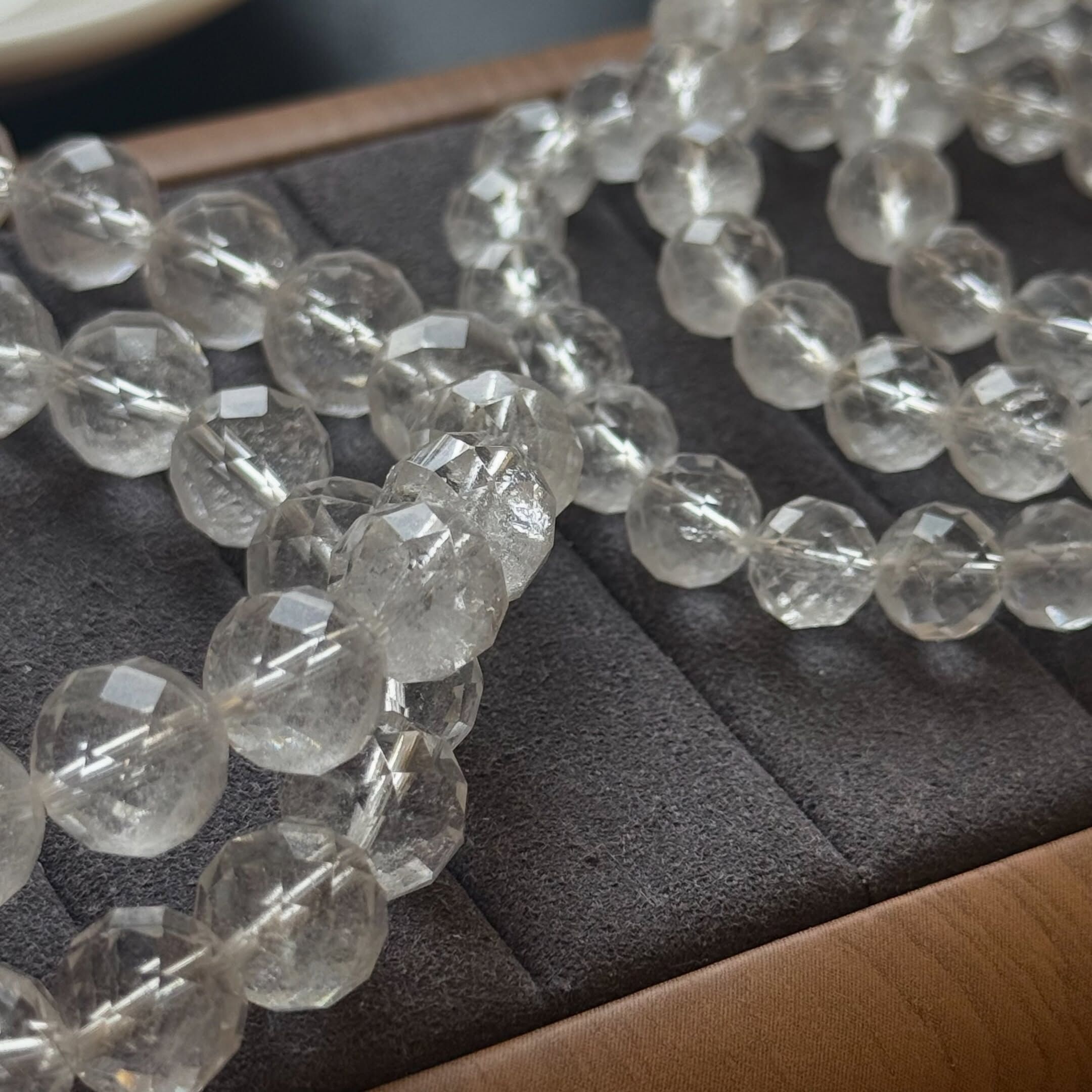[原石] 白水晶 鑽切款水晶手串