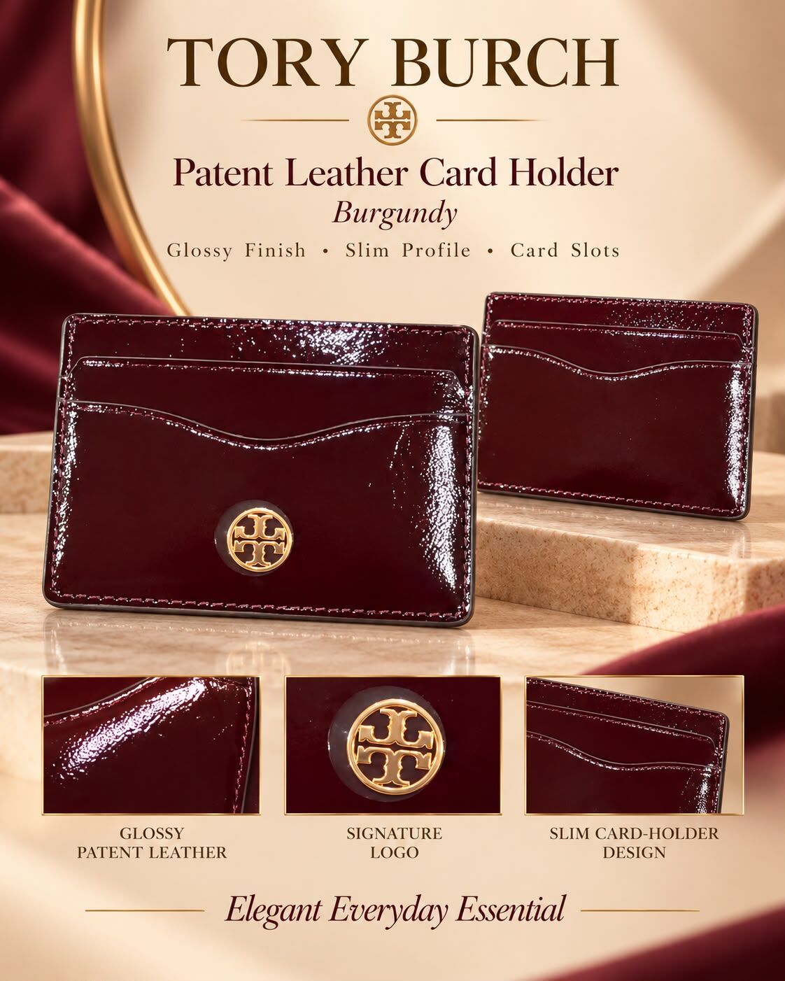 【直播】Tory Burch LX1023905 漆皮卡套(酒紅色)