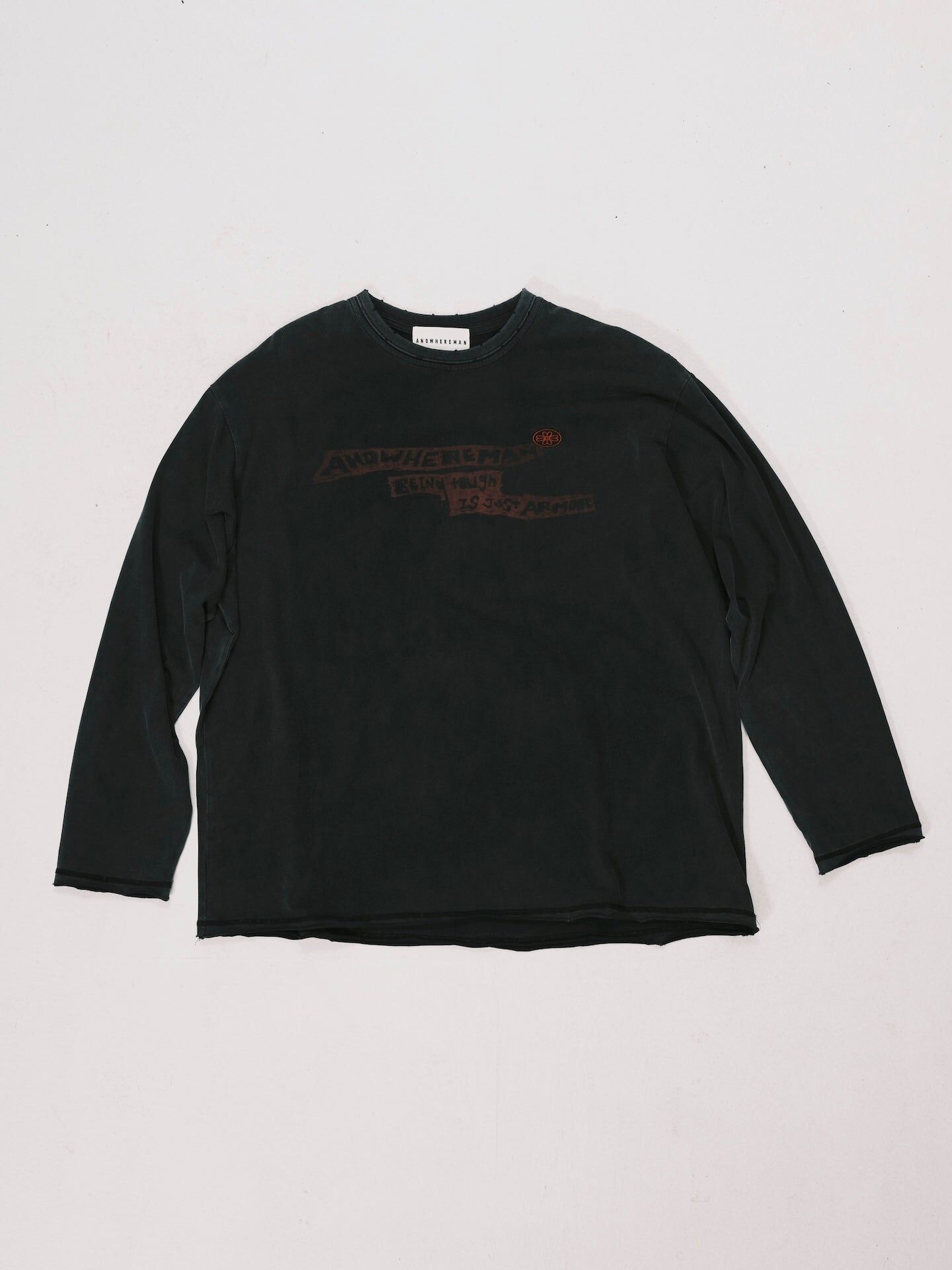 ANOWHEREMAN｜Washed Oversized Graphic Tee (Black)