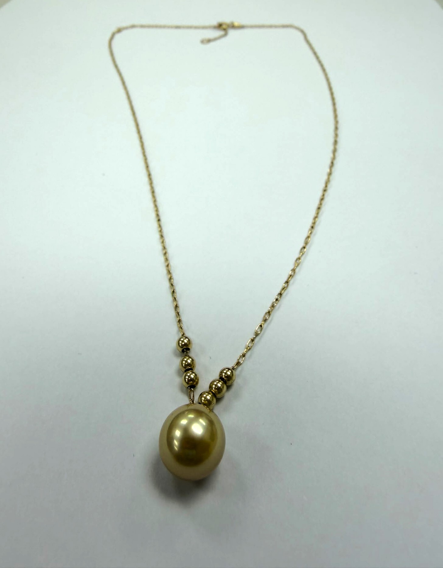 GE043 【南洋金珠】中金單珠6+1吊墜項鏈