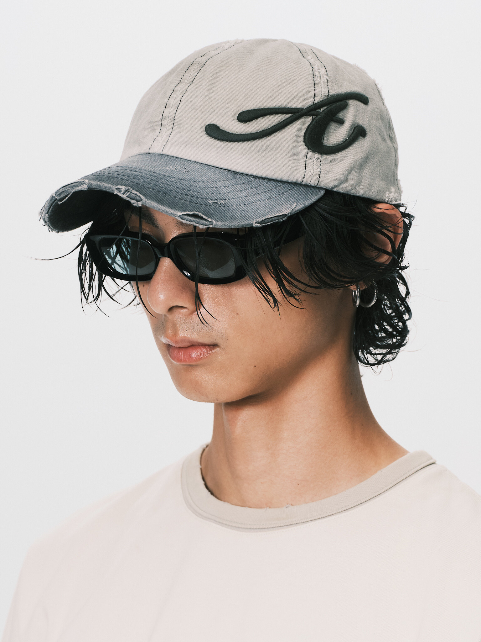 ANOWHEREMAN｜Side Logo Destroy Cap (Grey)