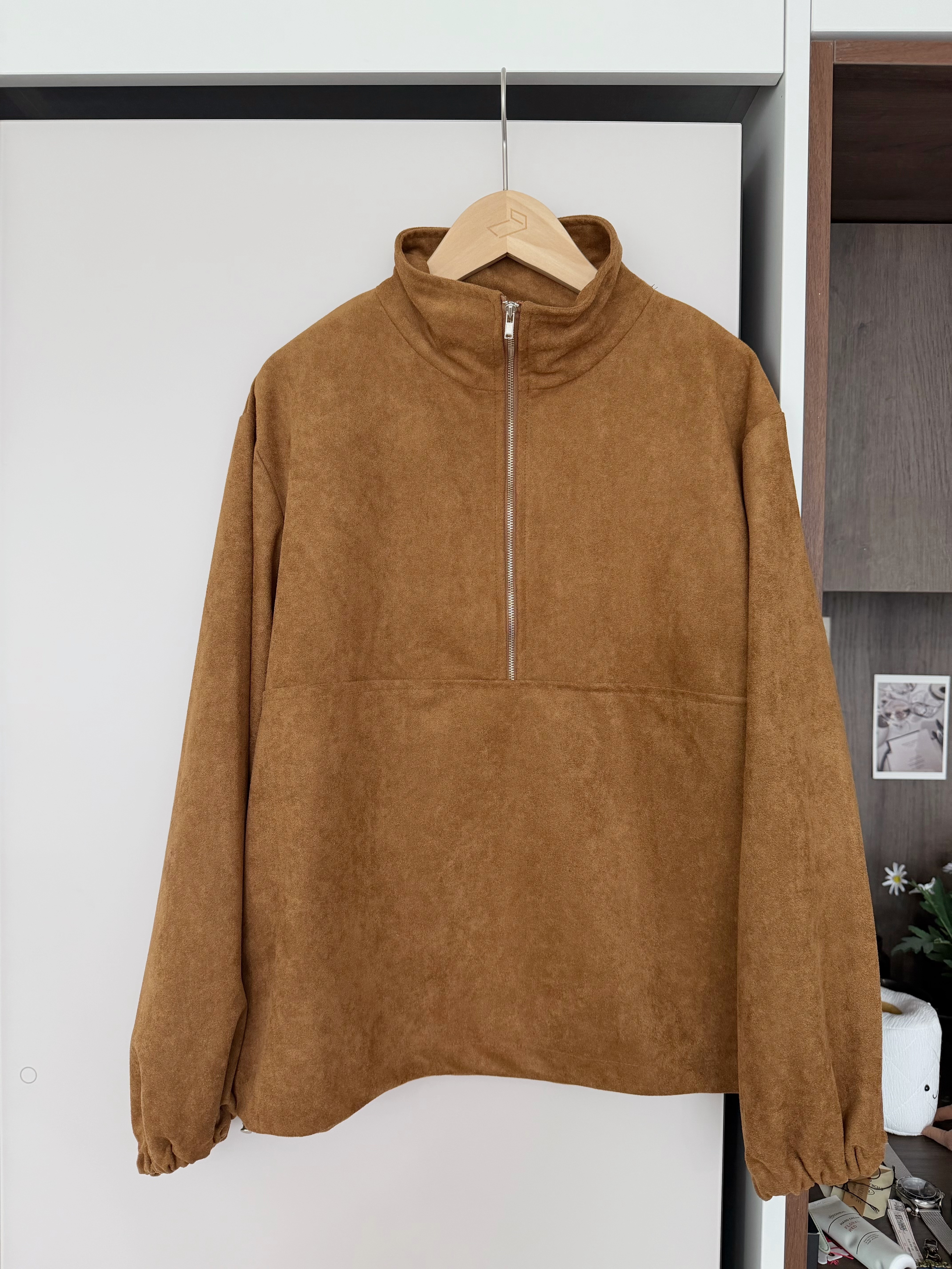 KR763 復古麂皮半拉鍊多穿法衛衣-2色