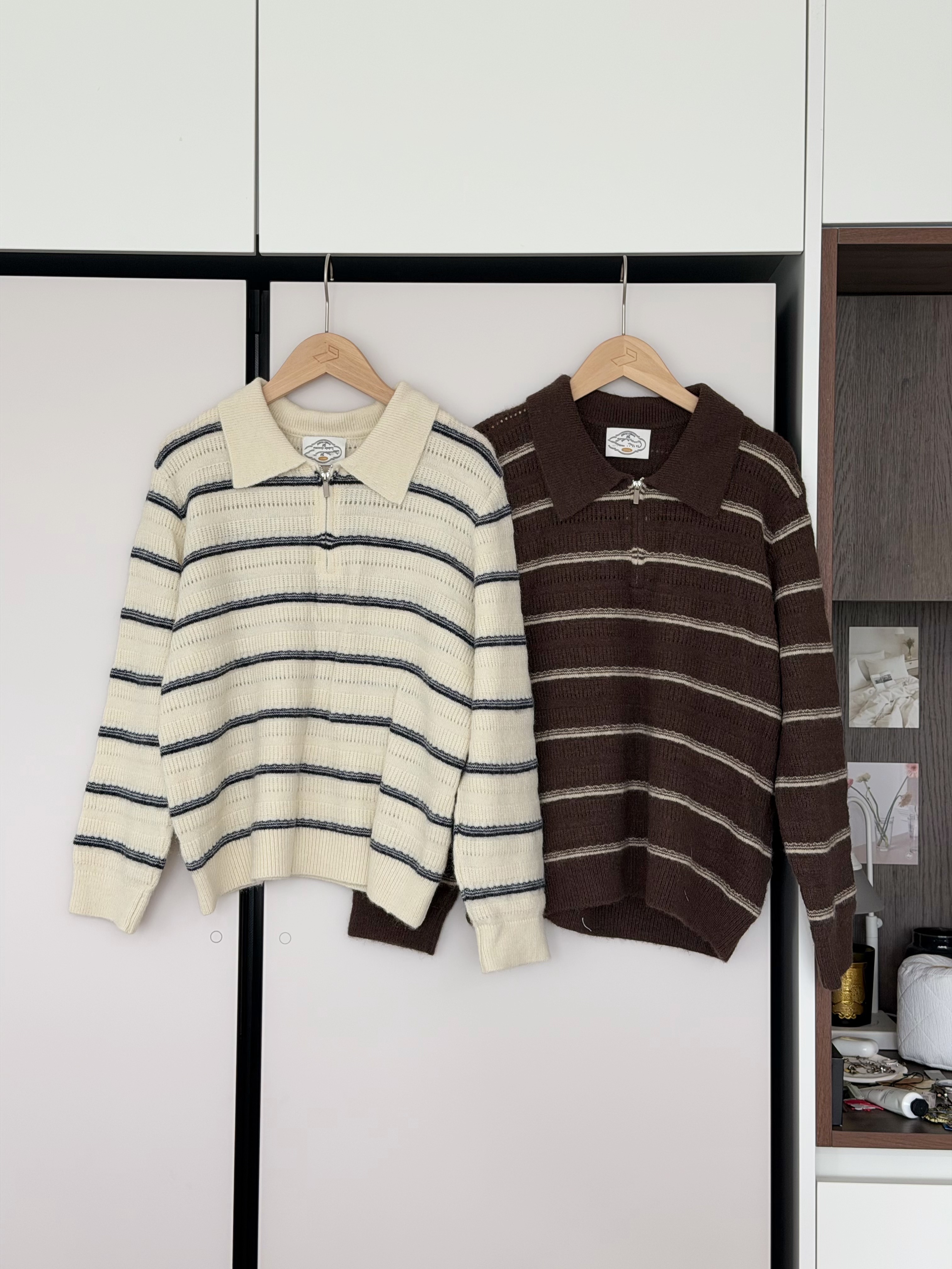 KR765 軟綿橫間冷衫POLO TOP-2色