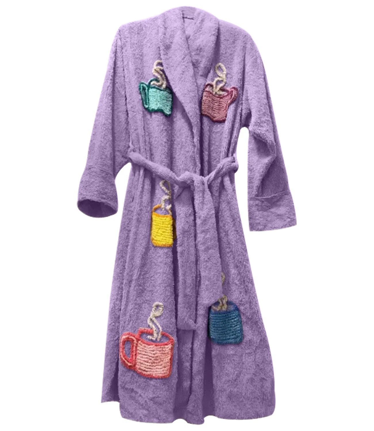 Fight Club - 泰勒德頓同款咖啡杯刺繡紫色毛巾浴袍／Tyler Durden Style Bathrobe 鬥陣俱樂部