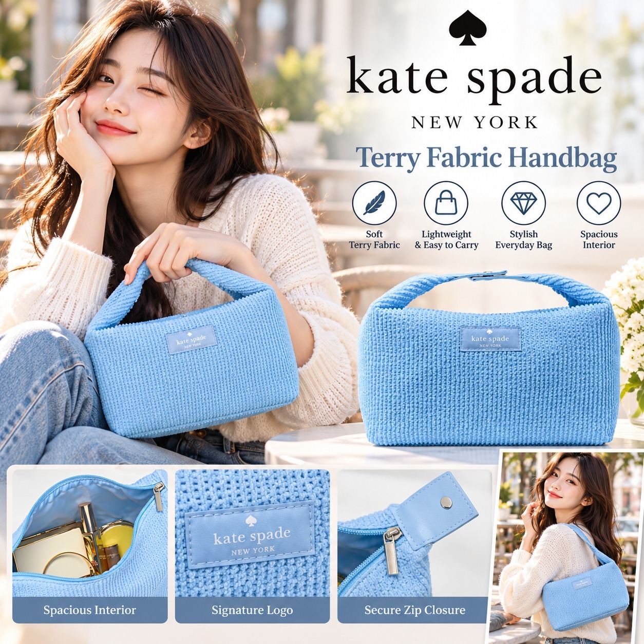 【直播】Kate Spade LX1022218 化妝袋 (藍色)