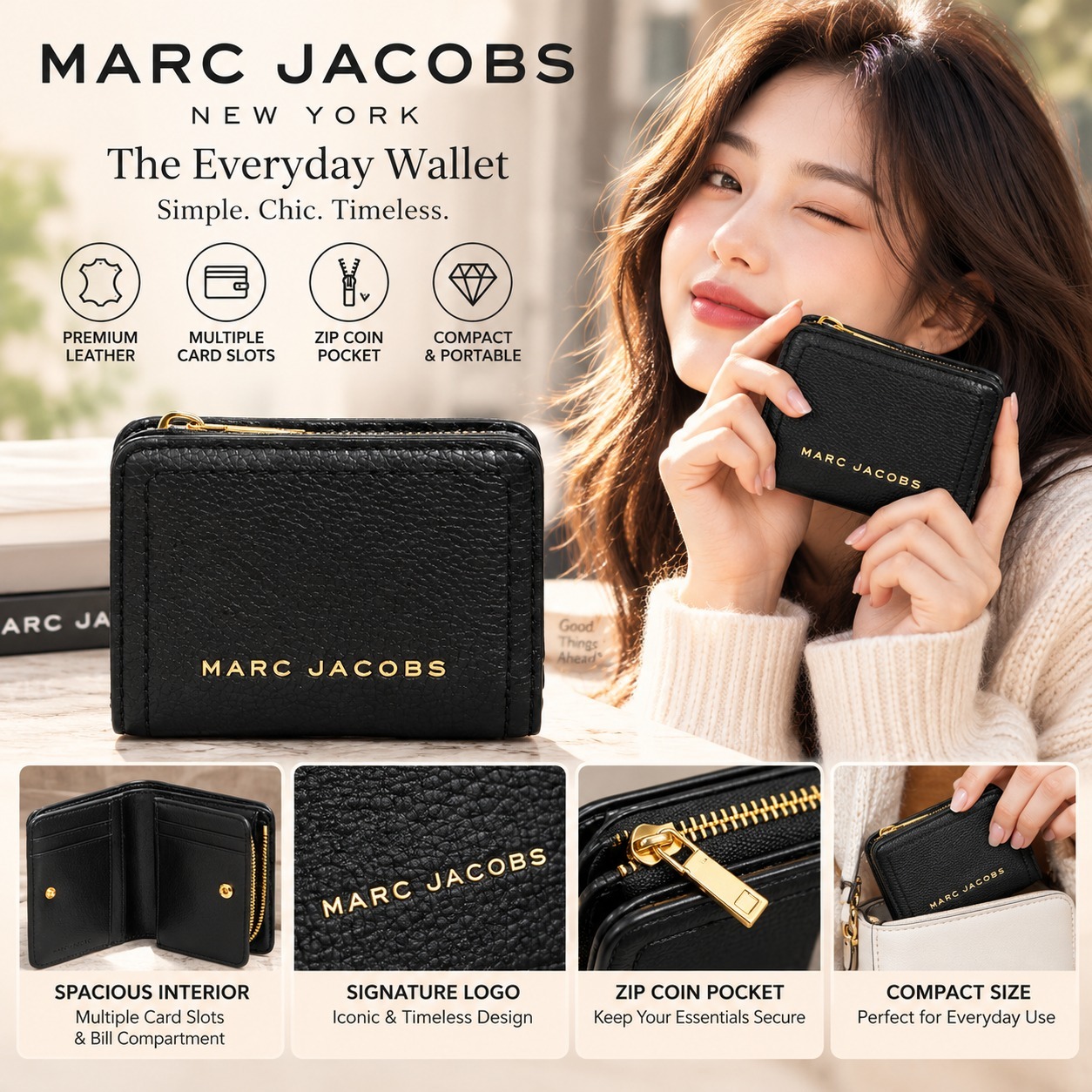 【直播】Marc Jacobs LX1022226 Groove 銀包 (黑色)