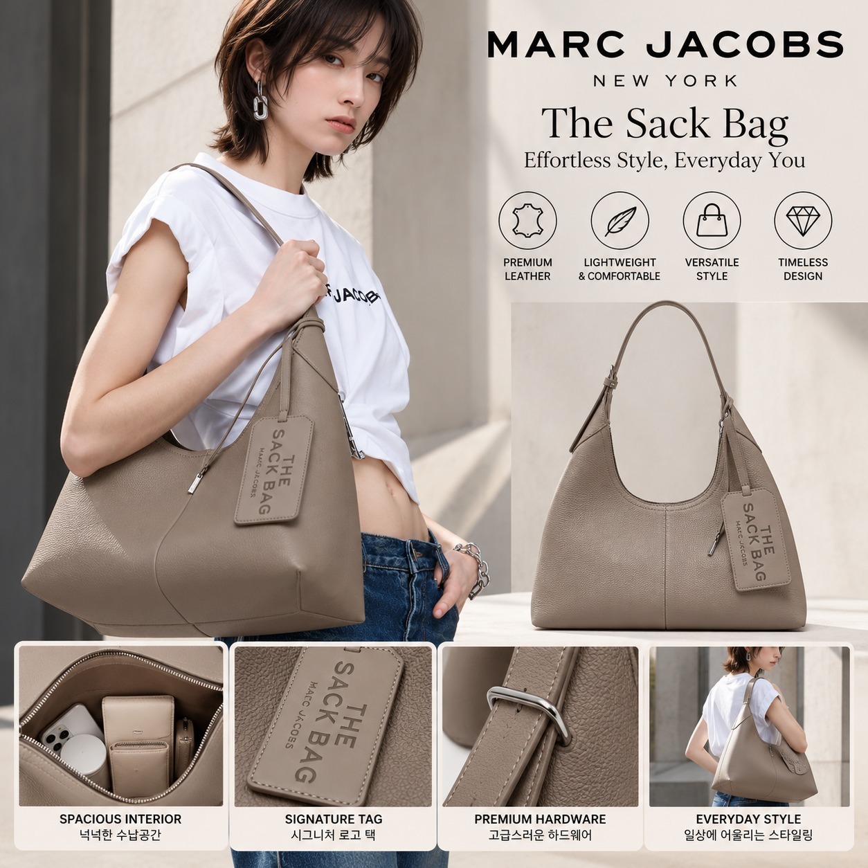 【直播】Marc Jacobs LX1022233 The Sack Bag腋下包